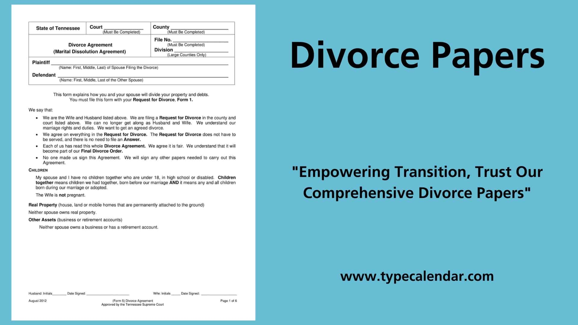 Divorce Template Free Printable