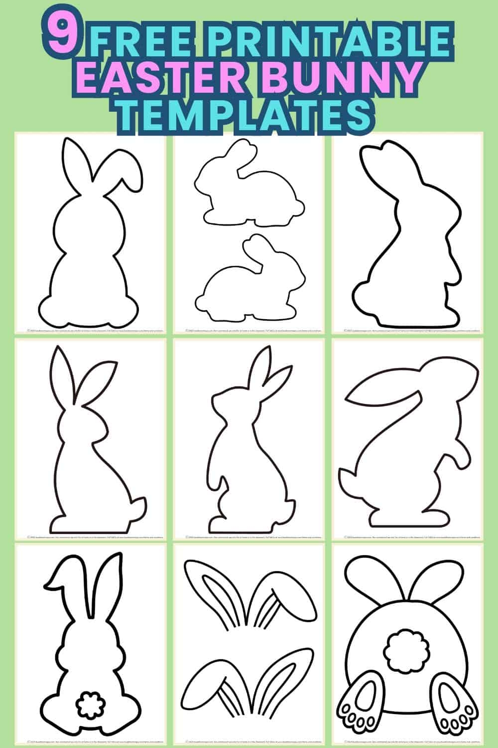 FREE Printable Easter Bunny Templates 9 Different Designs 