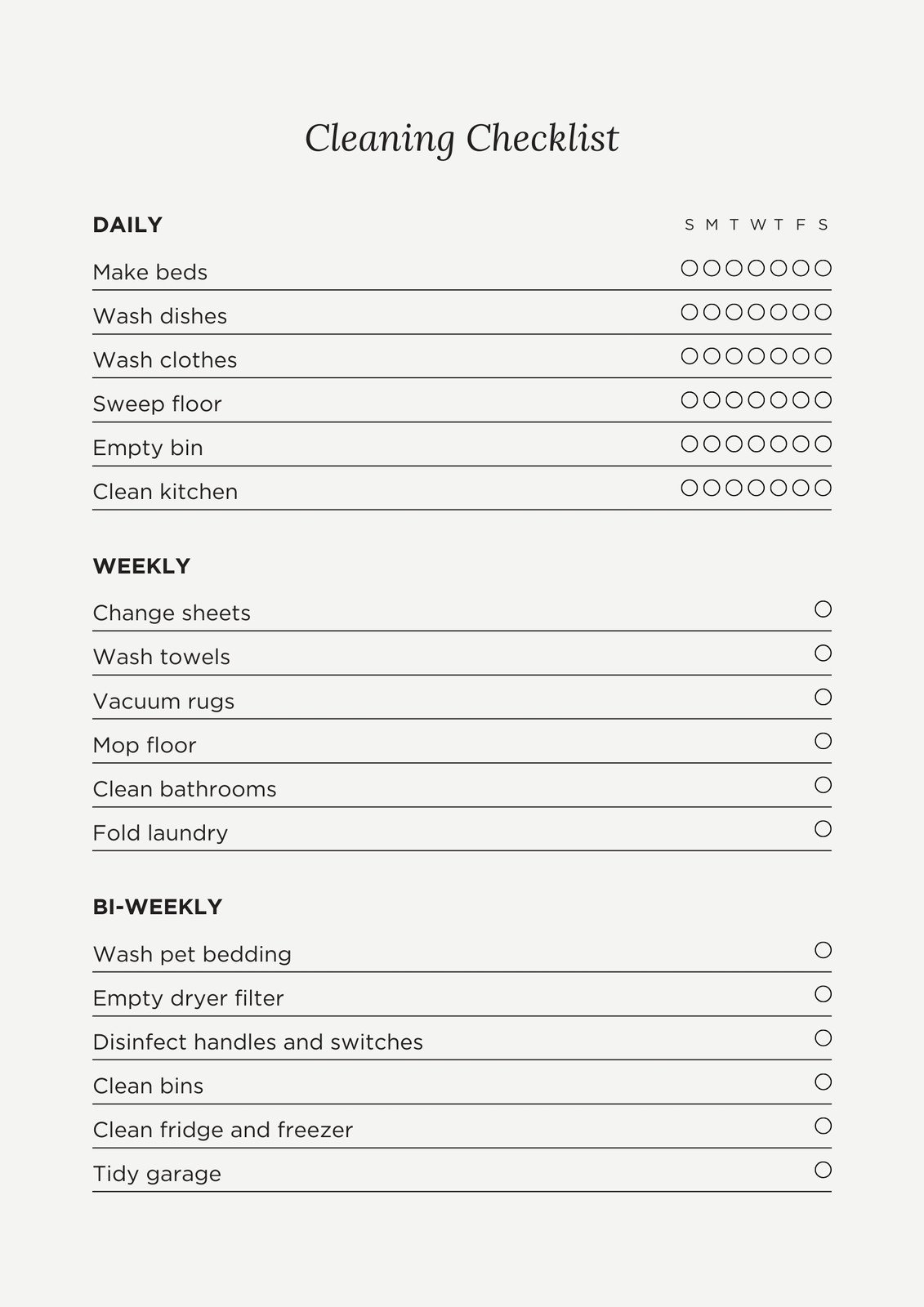 Daily Checklist Template Free Printable Daily Checklist Template Free Printable