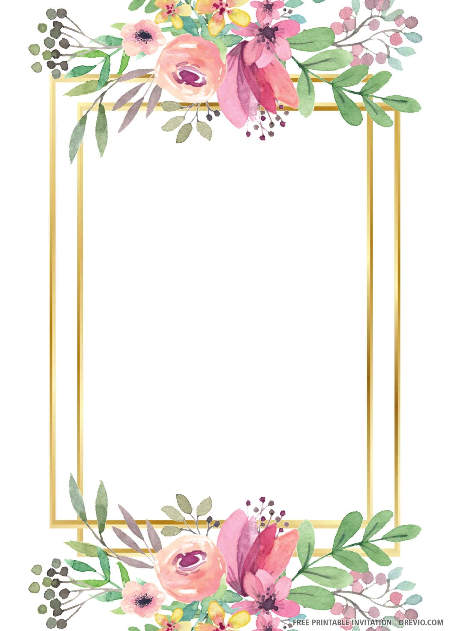 FREE Printable Floral Frame Invitation Templates For Any Worksheets Library