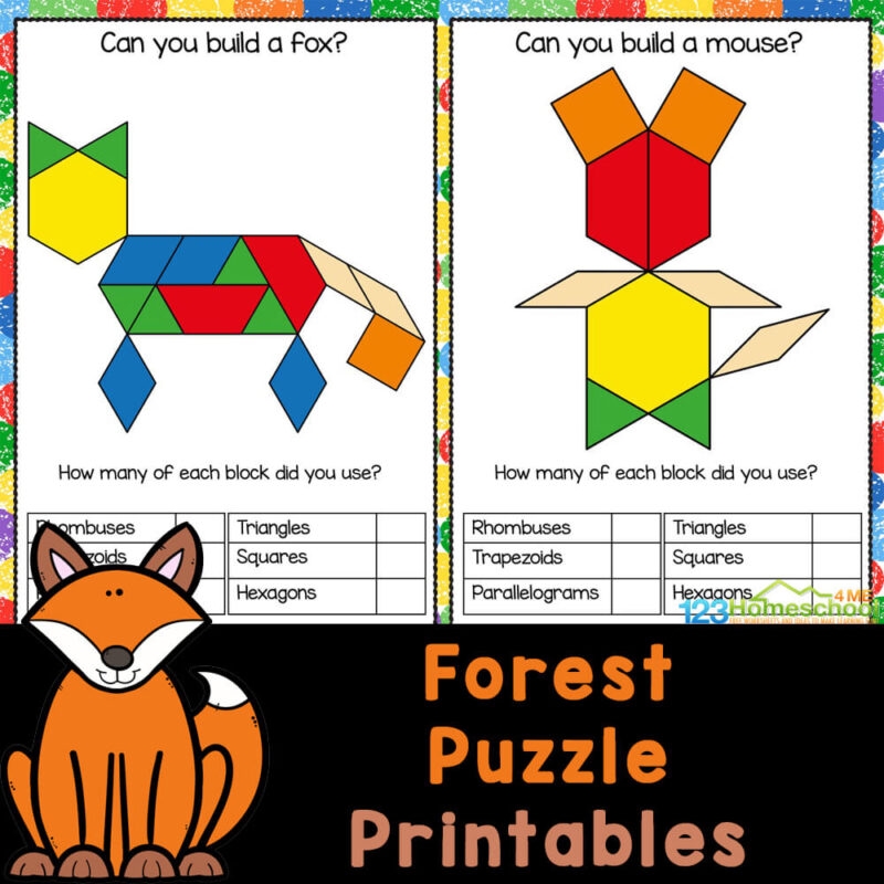 FREE Printable Forest Pattern Block Mats Templates Shapes Activity 