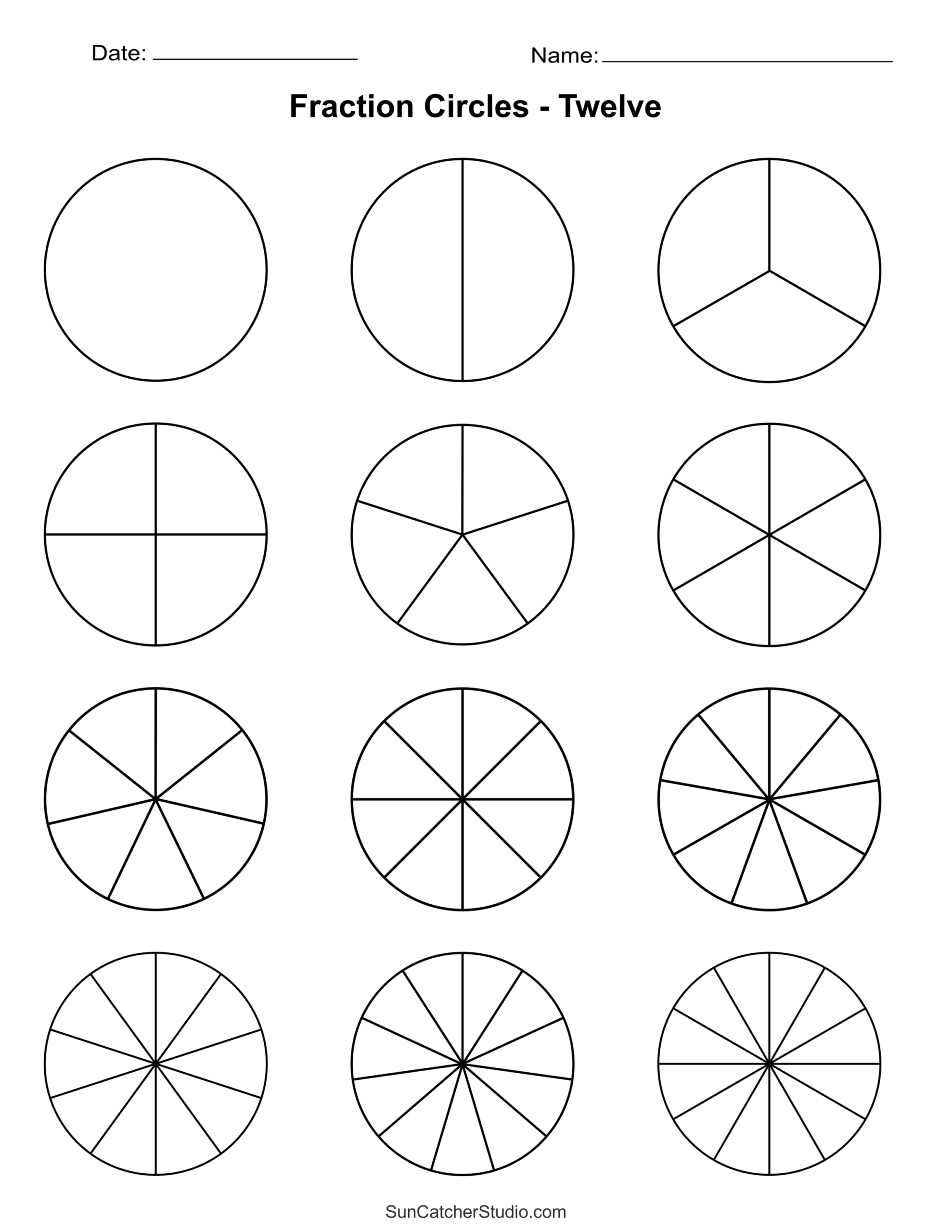 Free Printable Fraction Circles Templates And Worksheets Free Free Printable Fraction Circles Templates And Worksheets Free