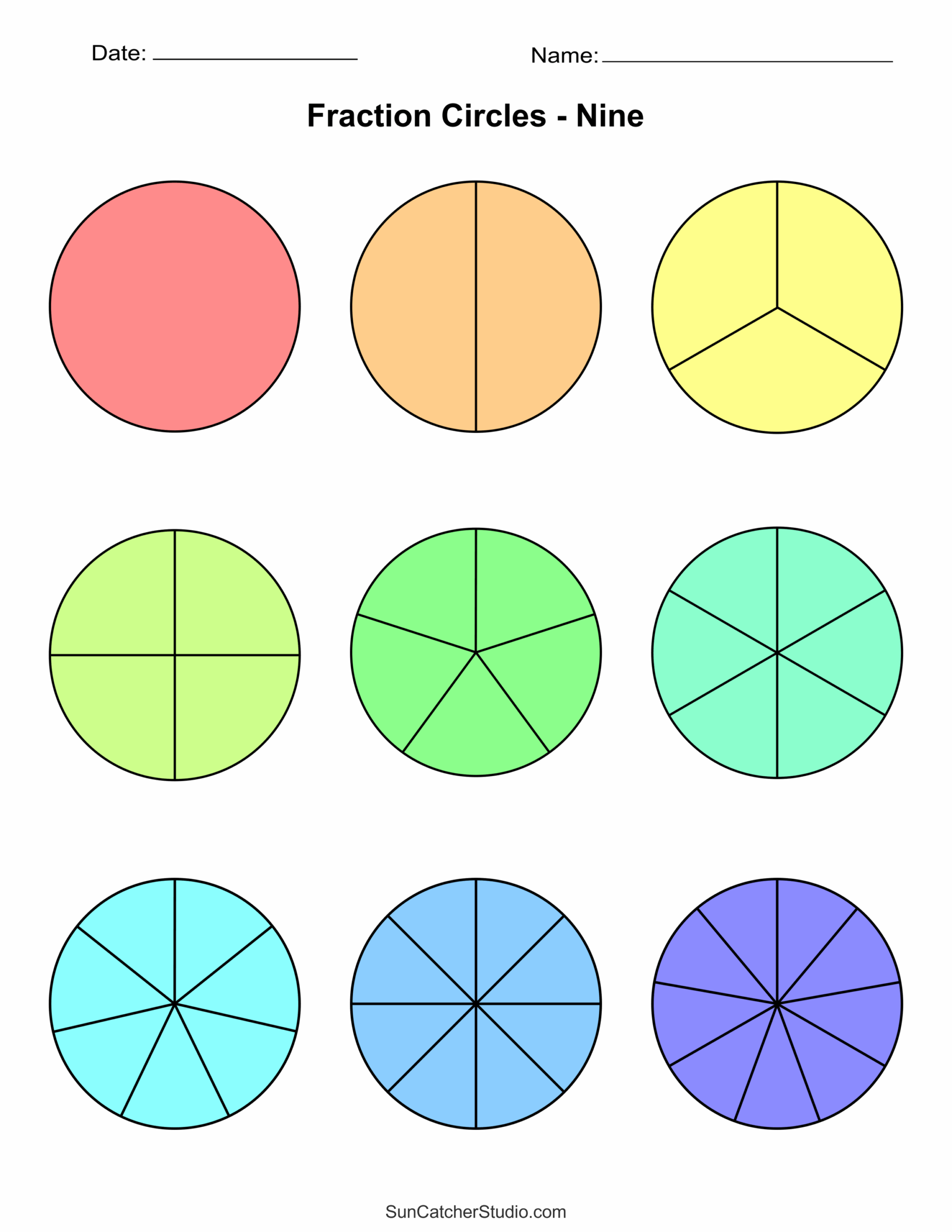 Free Printable Fraction Circles Templates And Worksheets Free 