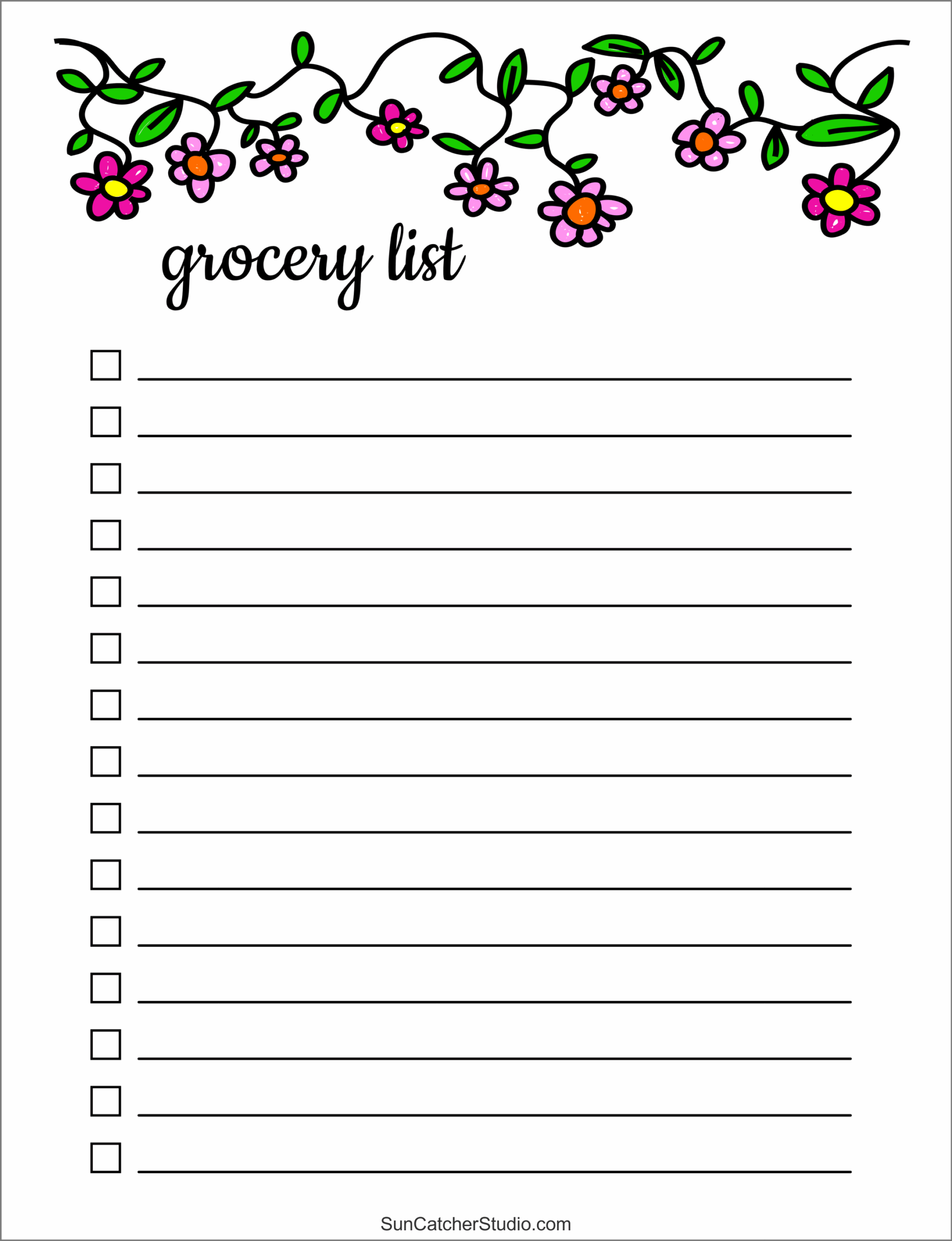 Free Printable Blank Grocery List Template