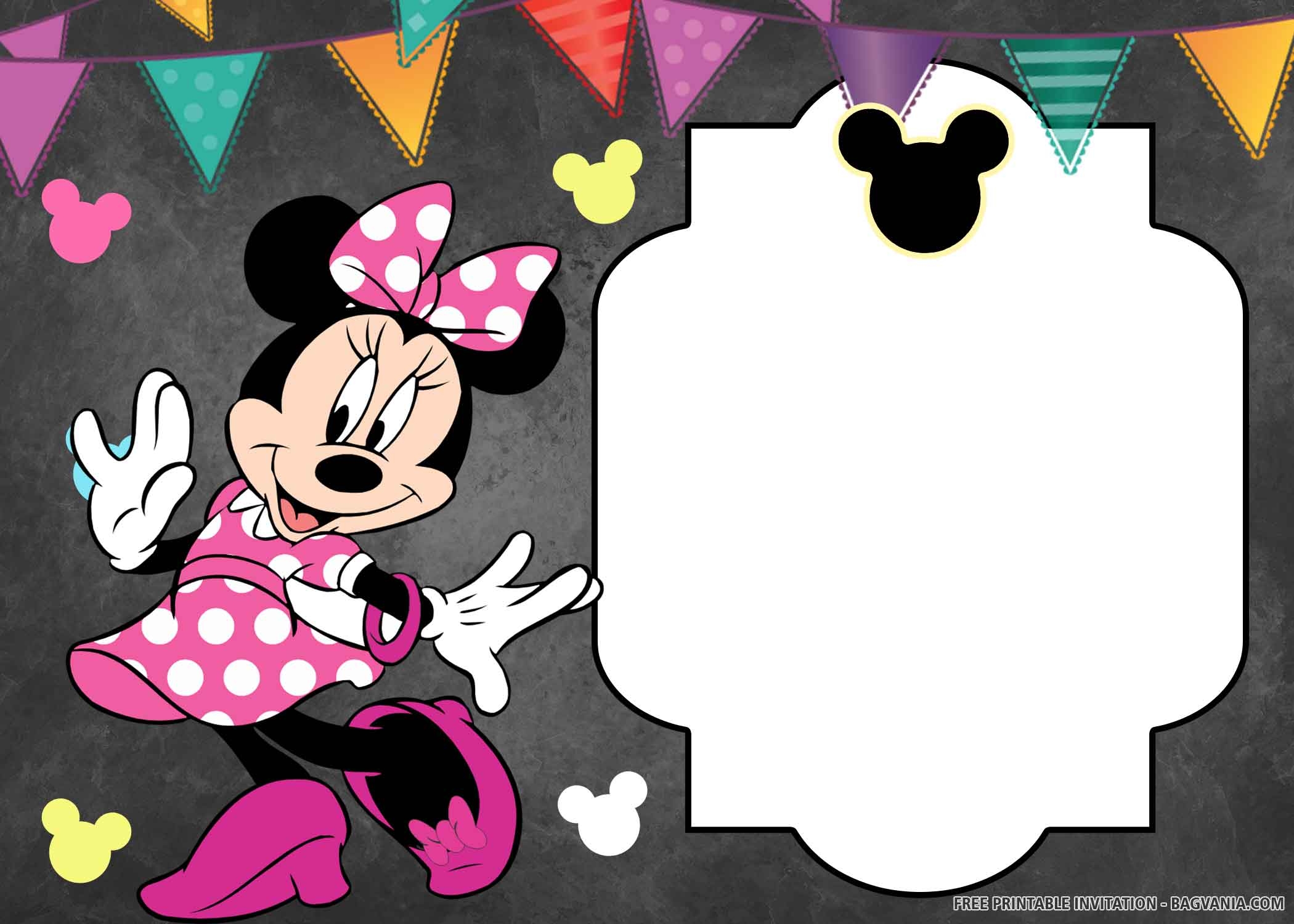 FREE PRINTABLE Hello Minnie Mouse Birthday Invitation Templates Worksheets Library