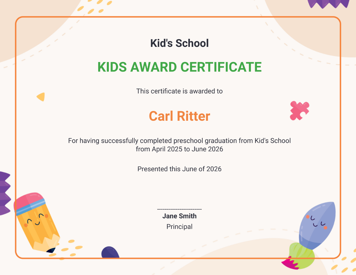 Free Printable Kindergarten Certificate Templates To Customize Online
