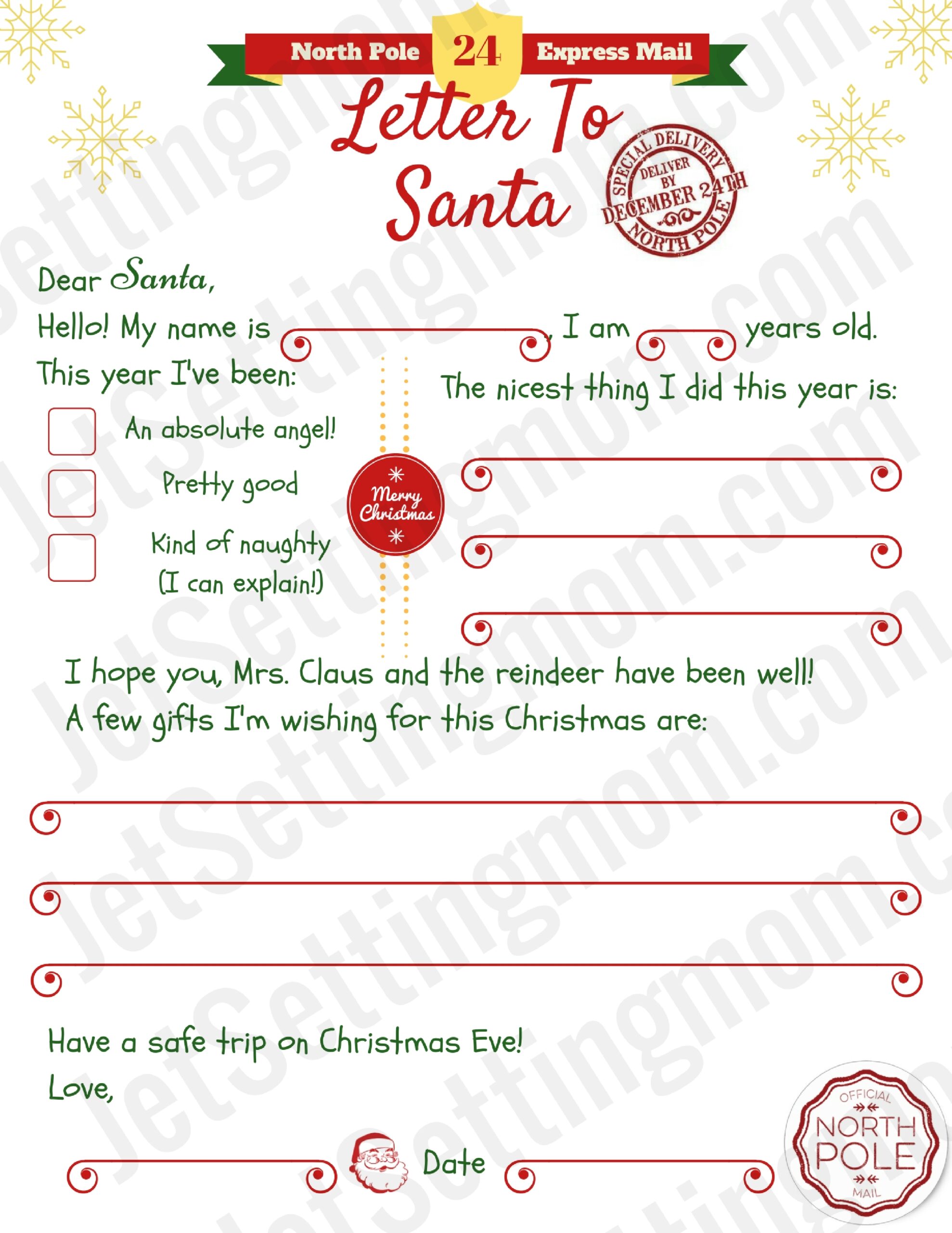 Free Printable Letter To Santa Template Writing To Santa Made Easy Worksheets Library