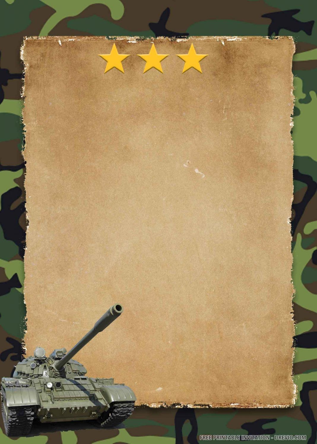 FREE PRINTABLE Military Camouflage Birthday Invitation 