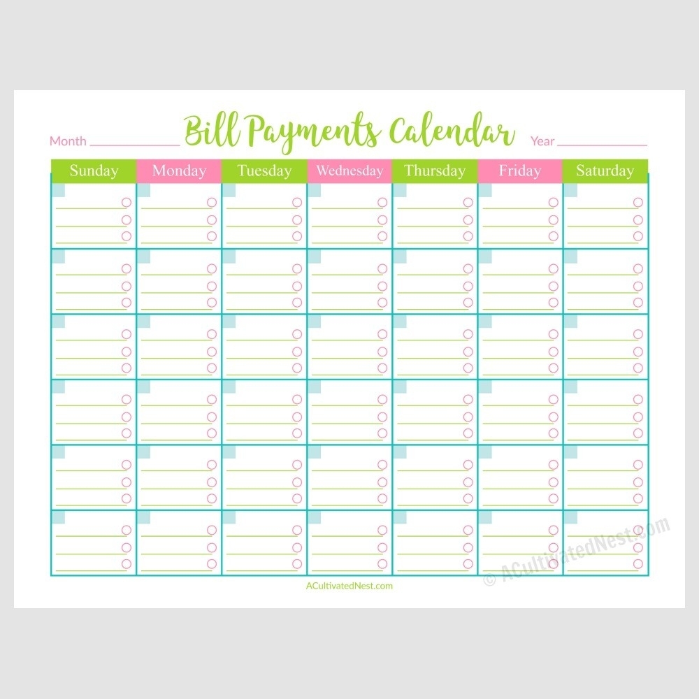 Free Printable Monthly Bill Payment Calendar Printable Party Favors Free Printable Monthly Bill Payment Calendar Printable Party Favors