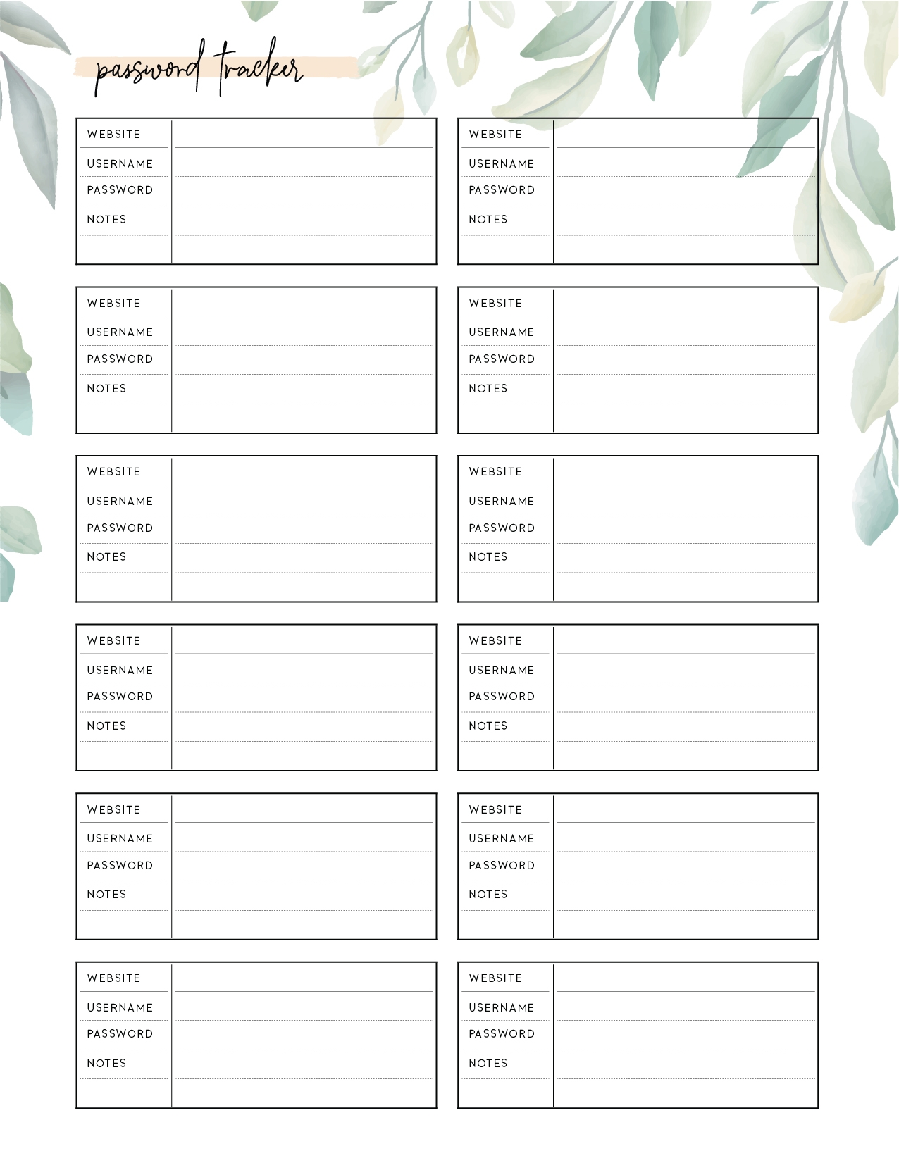 Free Printable Password Tracker World Of Printables