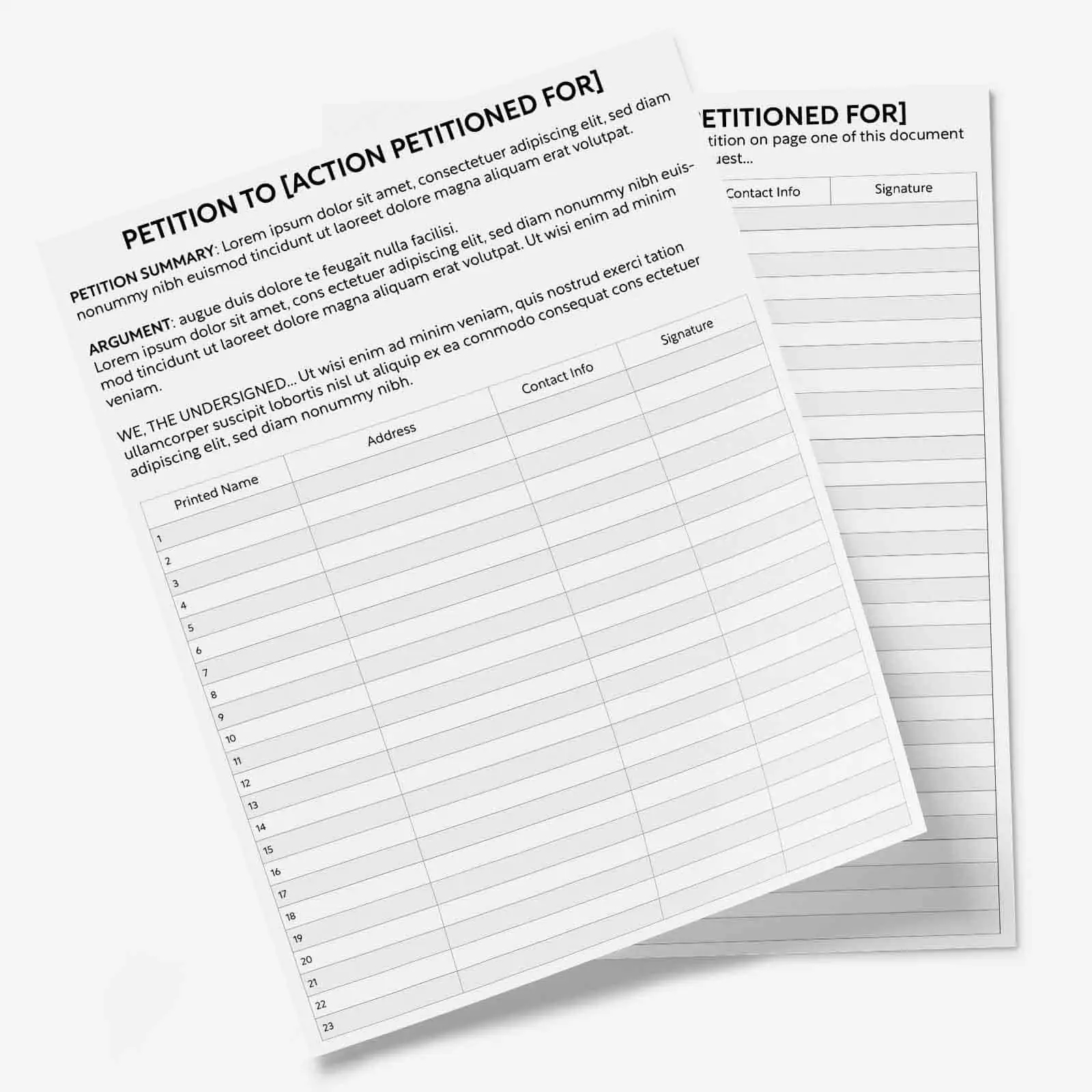 Free Petition Templates Printable