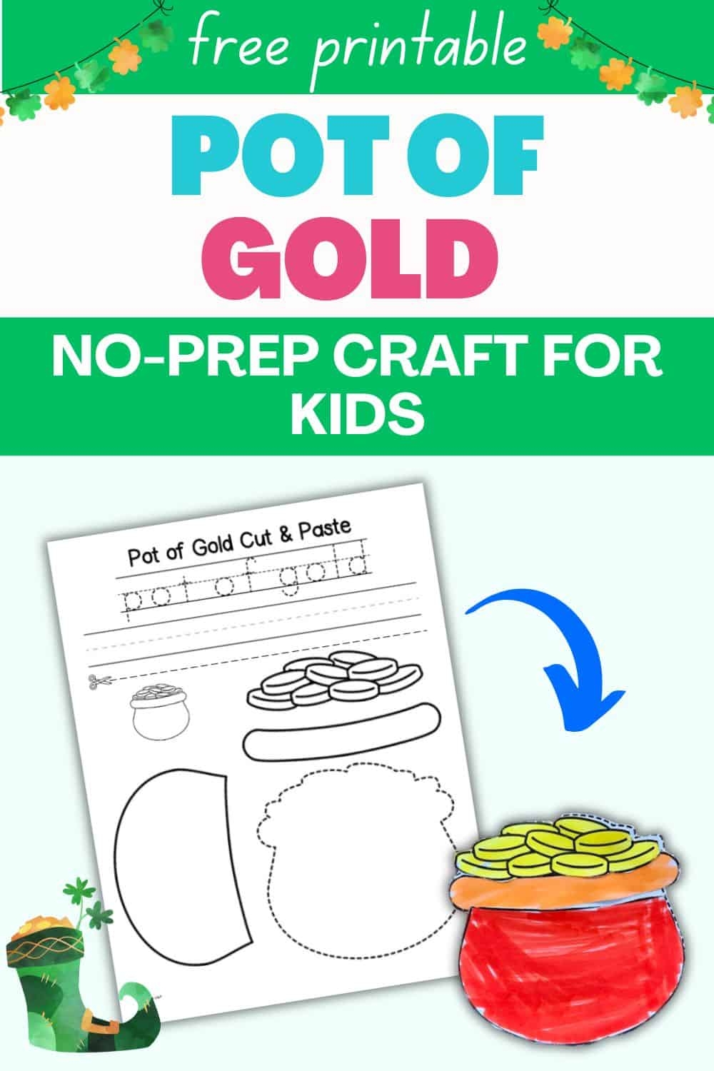 Free Printable Pot Of Gold Cut And Paste Craft The Artisan Life Free Printable Pot Of Gold Cut And Paste Craft The Artisan Life