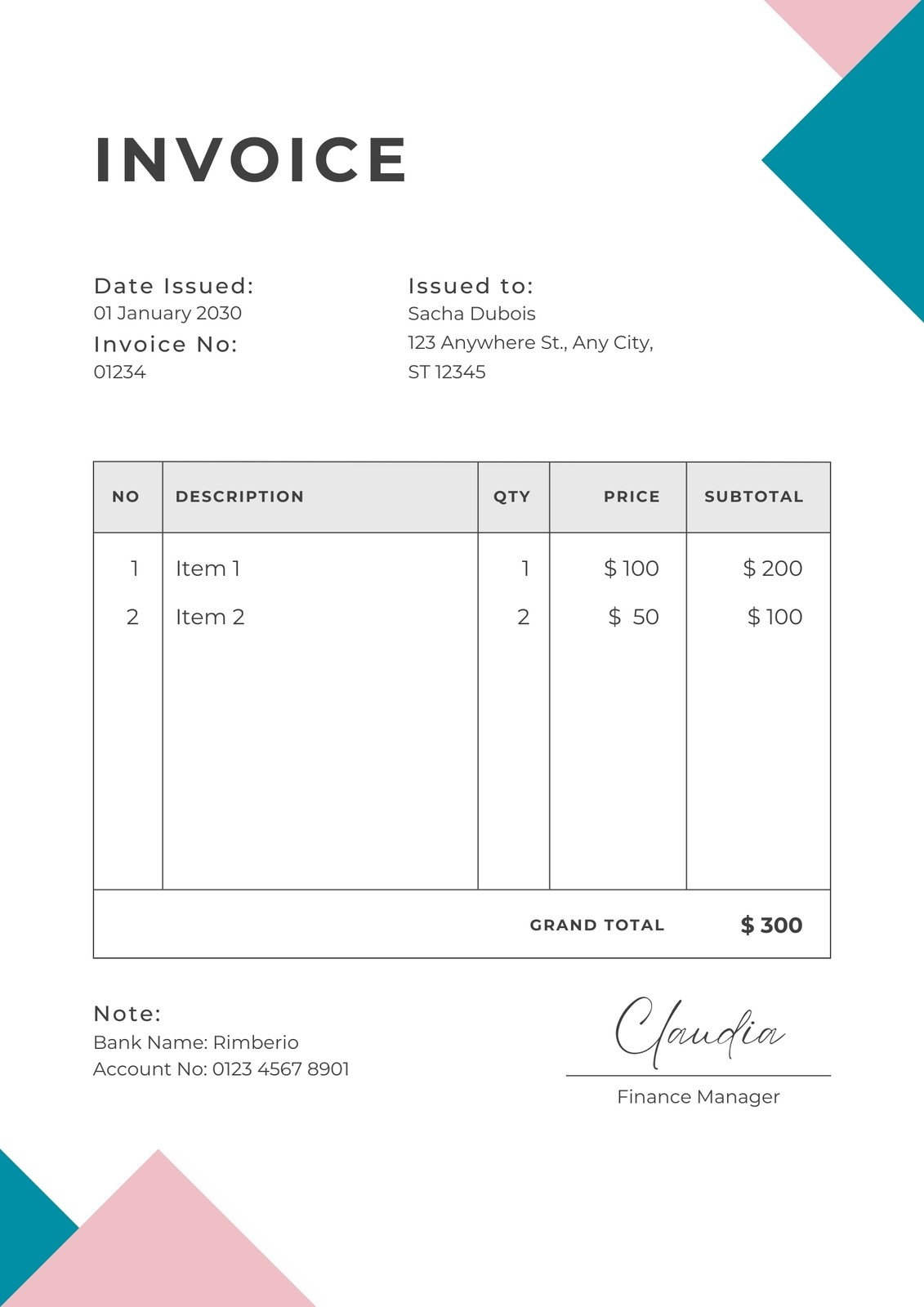 Free Editable Invoice Templates Printable