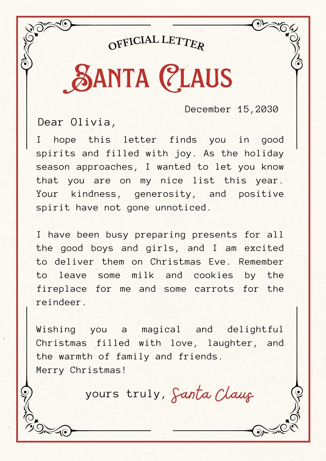 Printable Santa Letter Template Free Printable Santa Letter Template Free