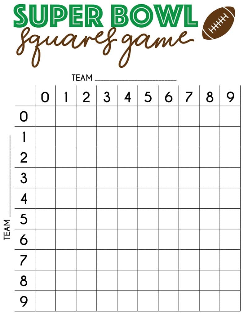 Free Printable Super Bowl Pool Template Free Printable Super Bowl Pool Template