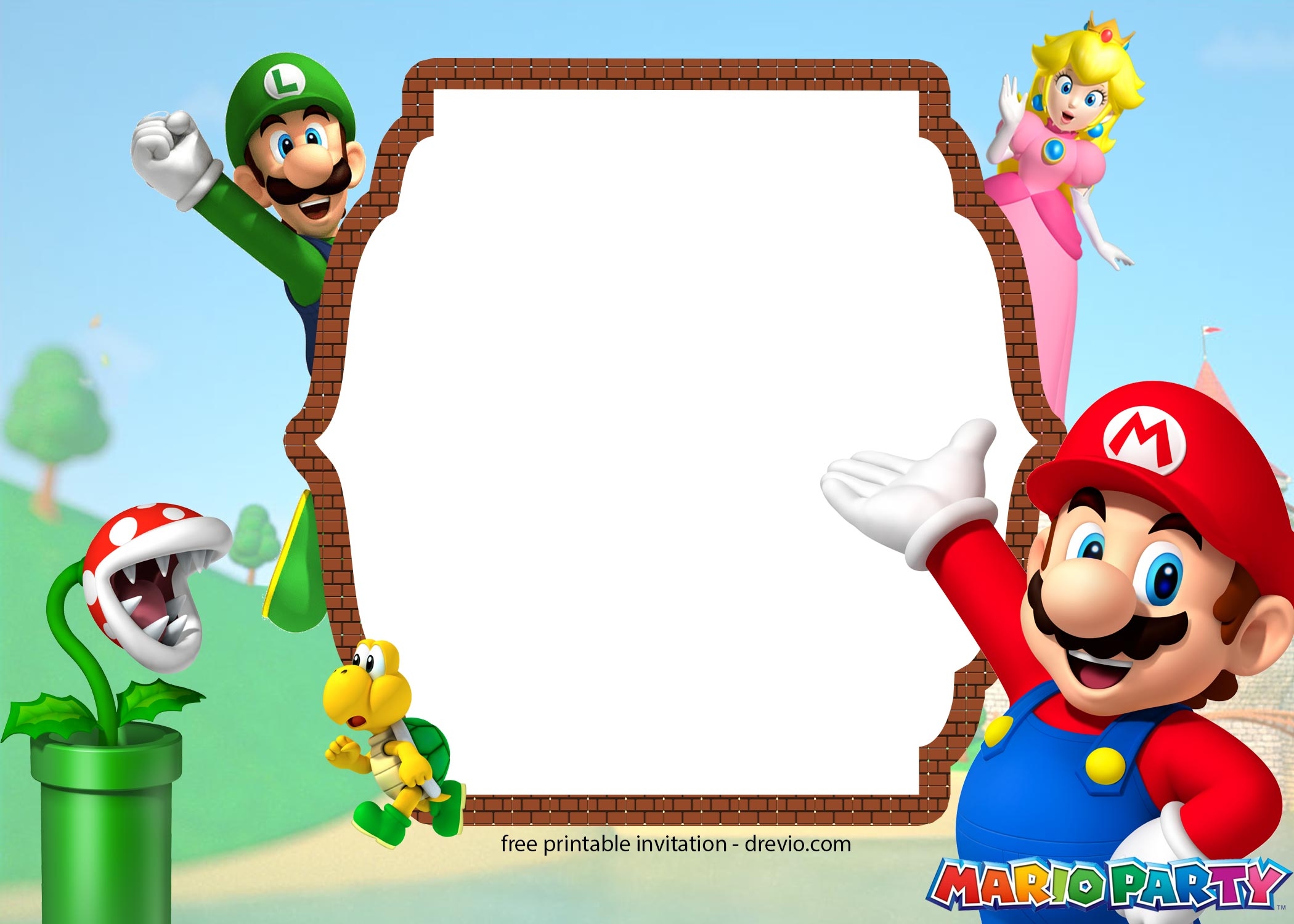 FREE Printable Super Mario Party Birthday Invitation Templates Worksheets Library