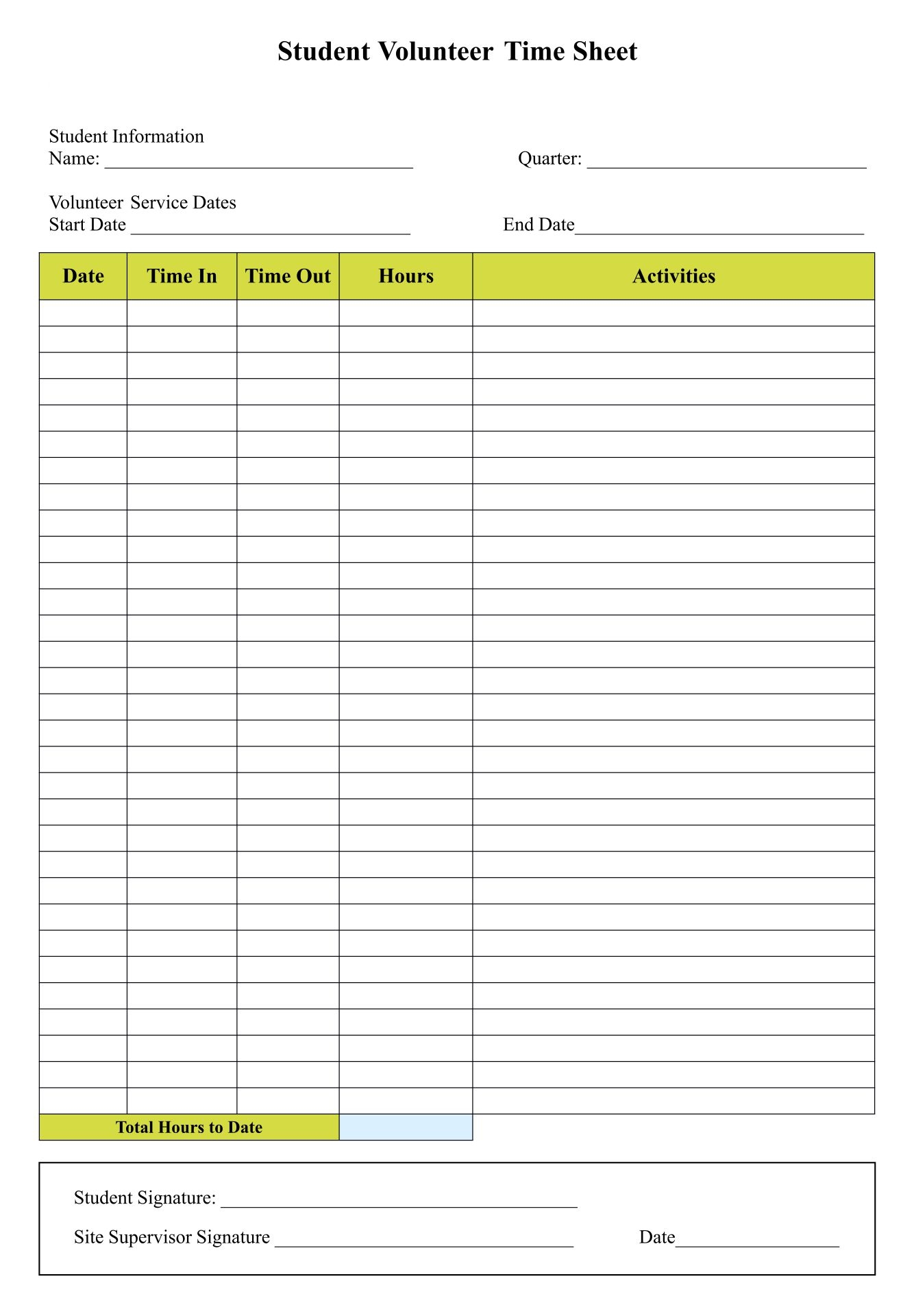 Free Timesheet Template Printable