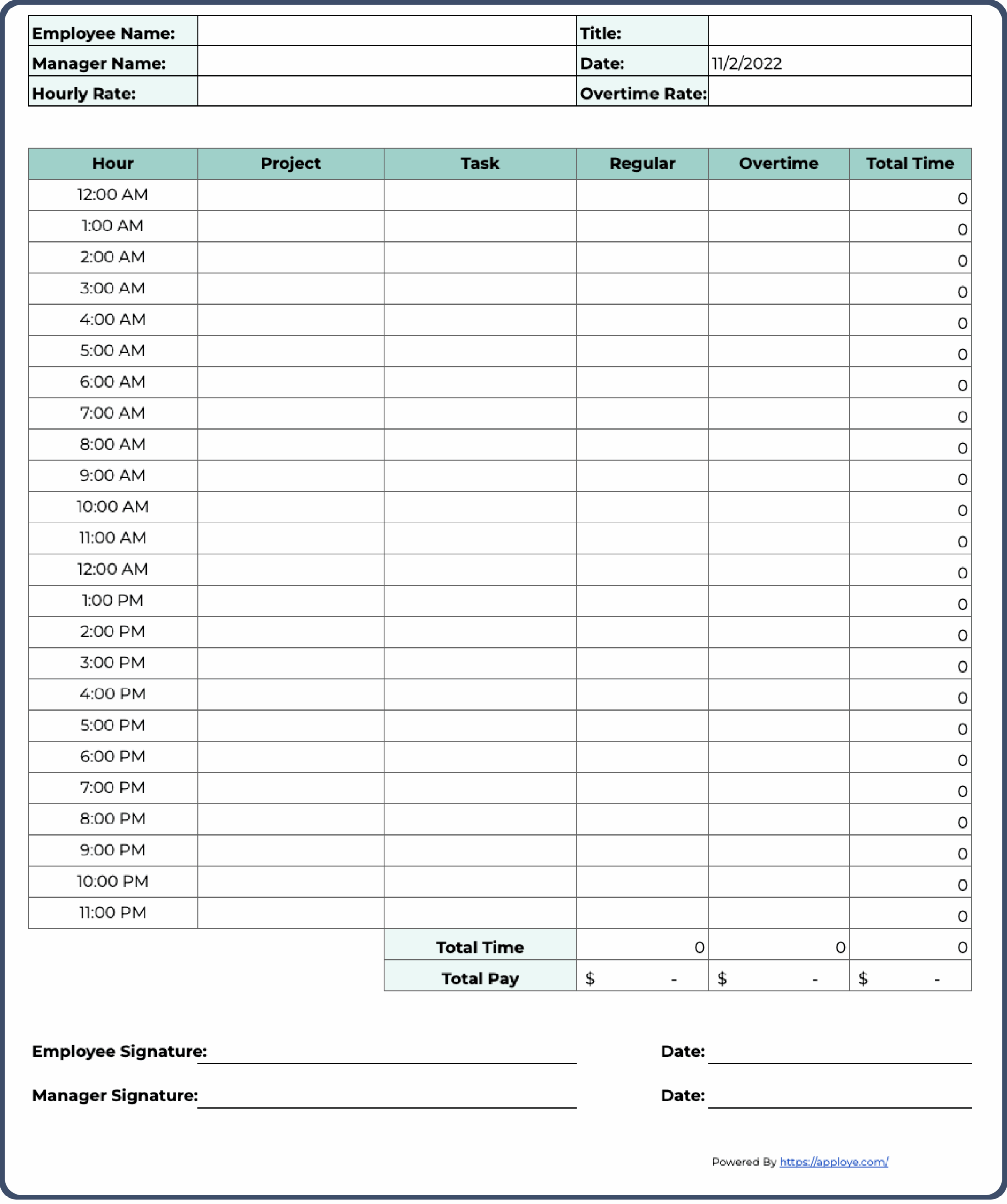 Free Printable Biweekly Timesheet Template