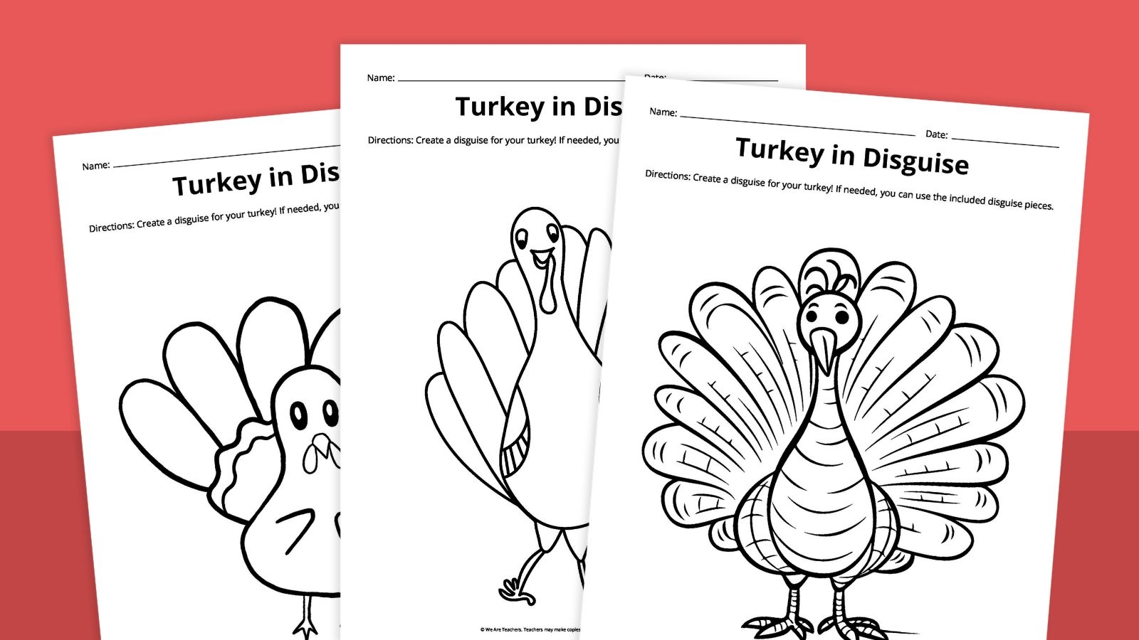 Free Printable Turkey Disguise Template Thanksgiving Activity