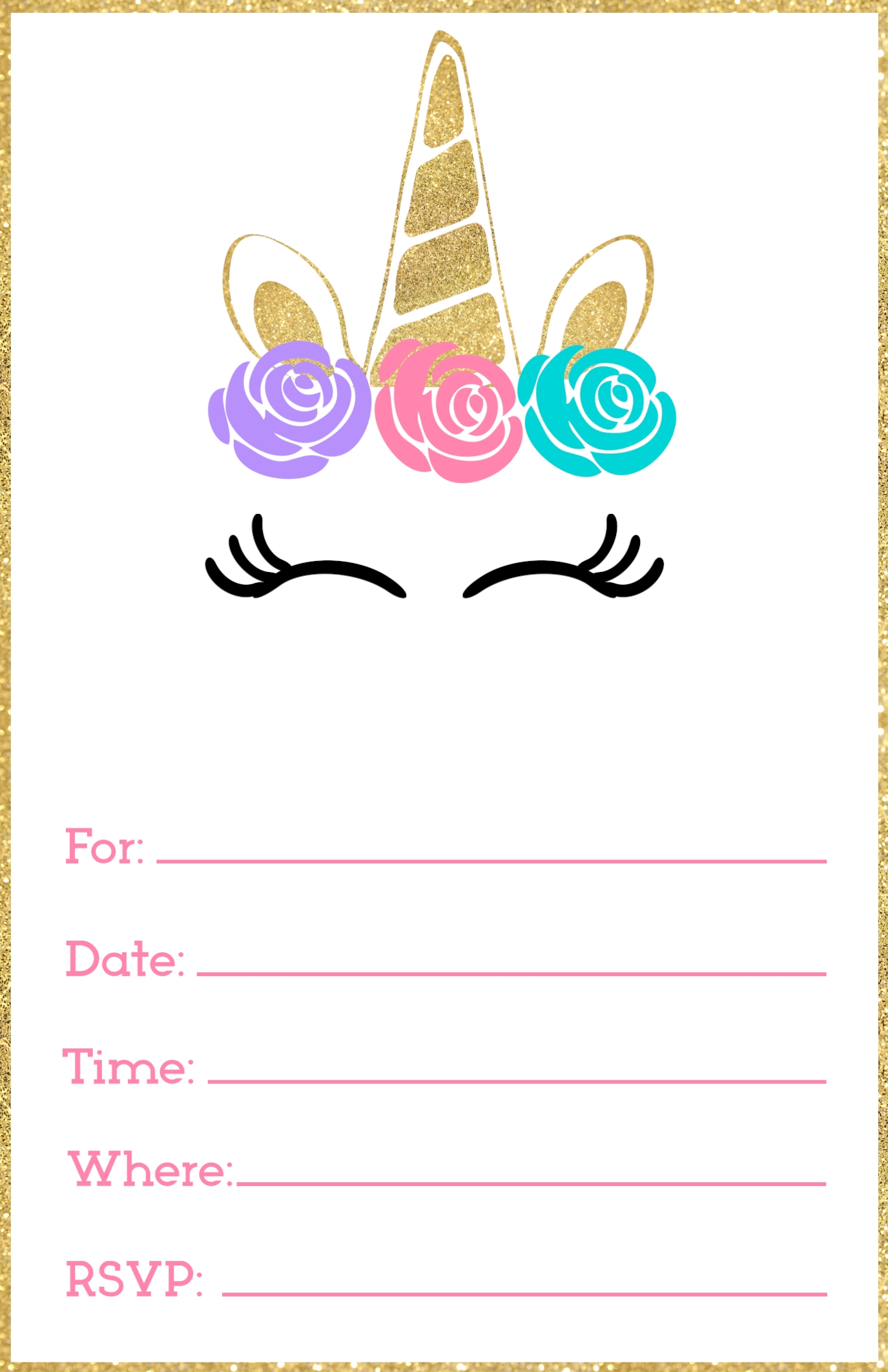 Free Printable Unicorn Invitations Template Paper Trail Design Worksheets Library