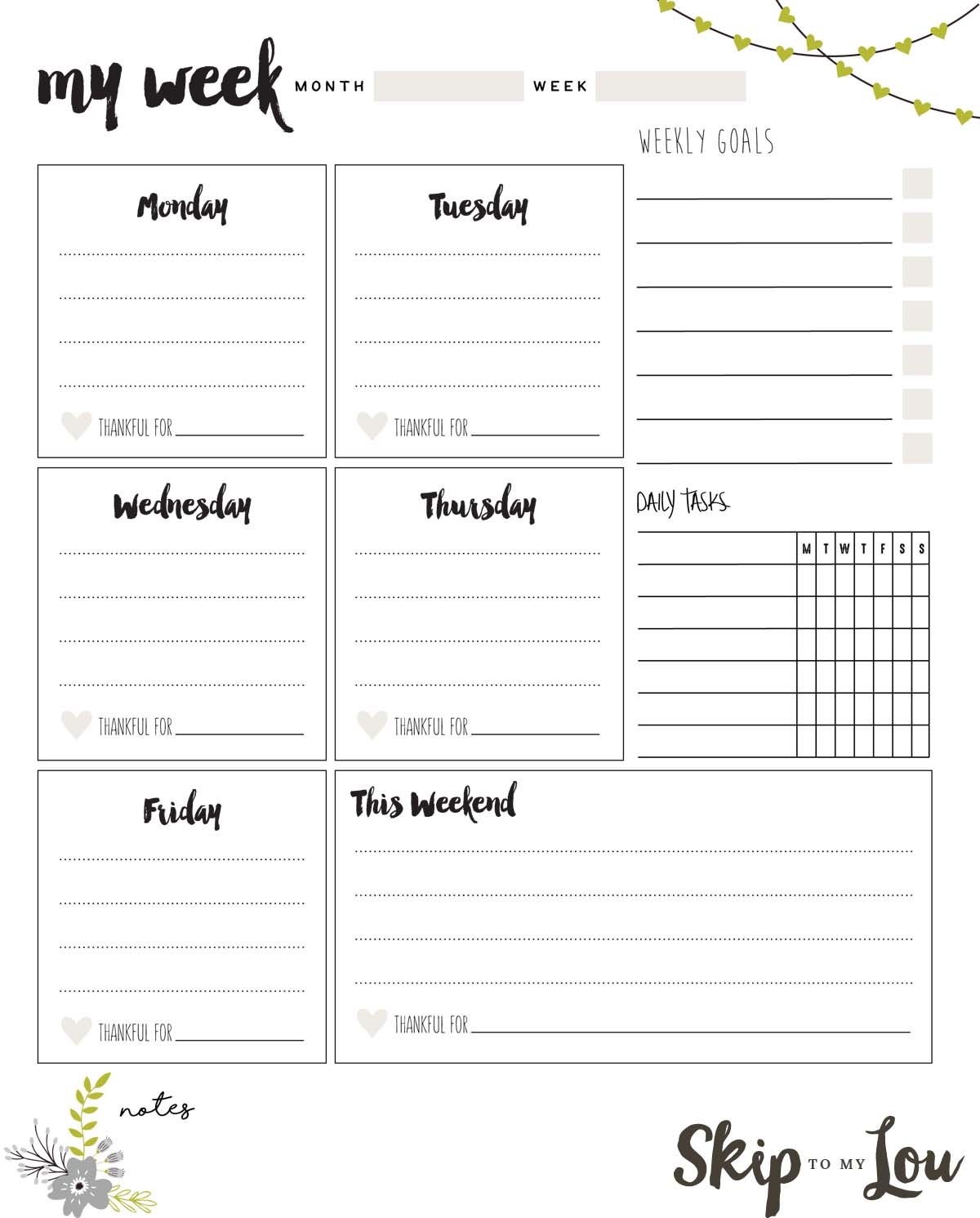 Free Printable Weekly Calendar Template