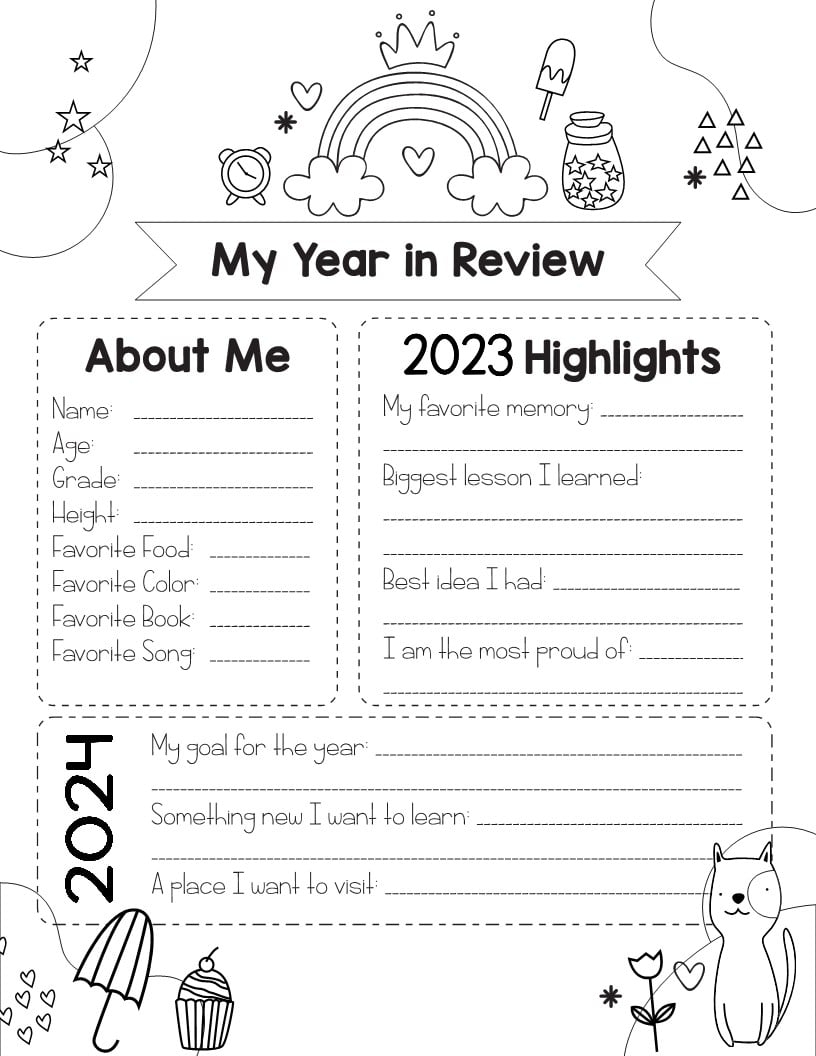 Free Printable Year In Review For Kids