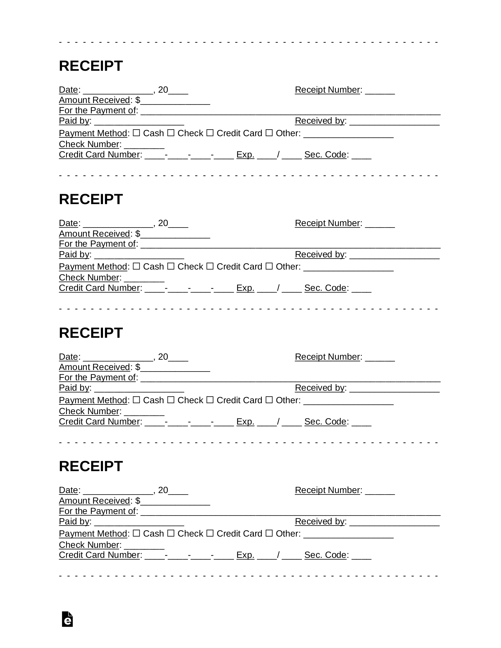 Free Receipt Templates 18 PDF Word EForms Free Receipt Templates 18 PDF Word EForms