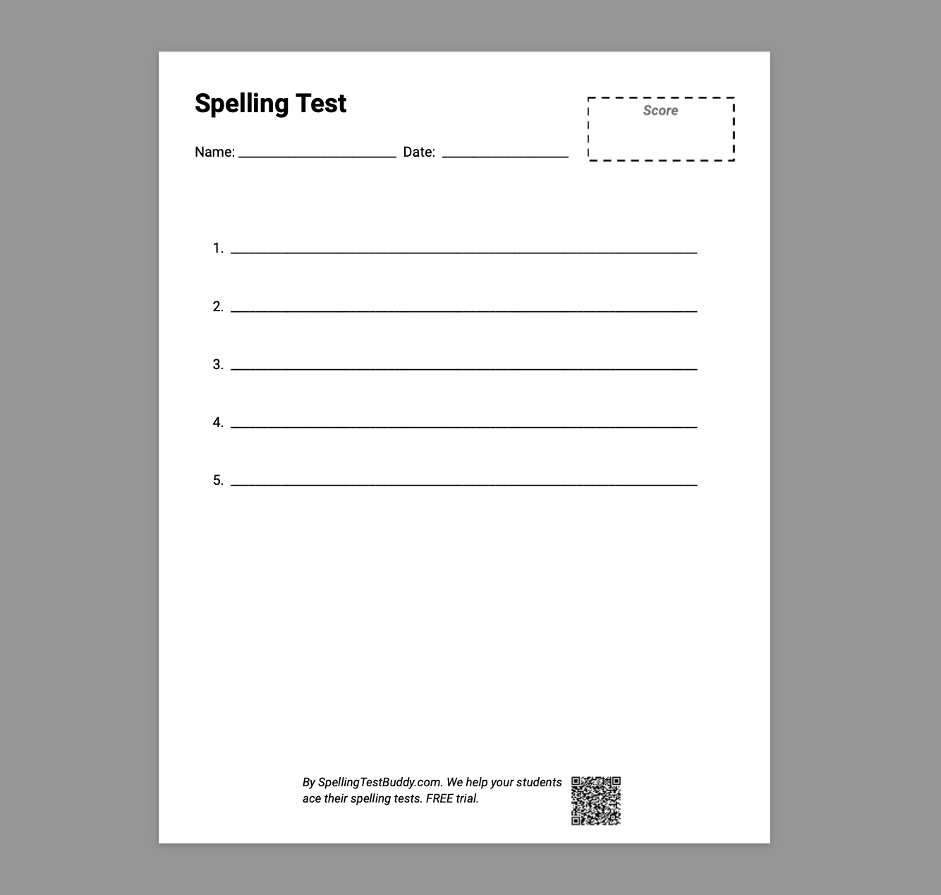 Free Spelling Test Papers For Teachers And Parents Spelling Test Buddy Free Spelling Test Papers For Teachers And Parents Spelling Test Buddy