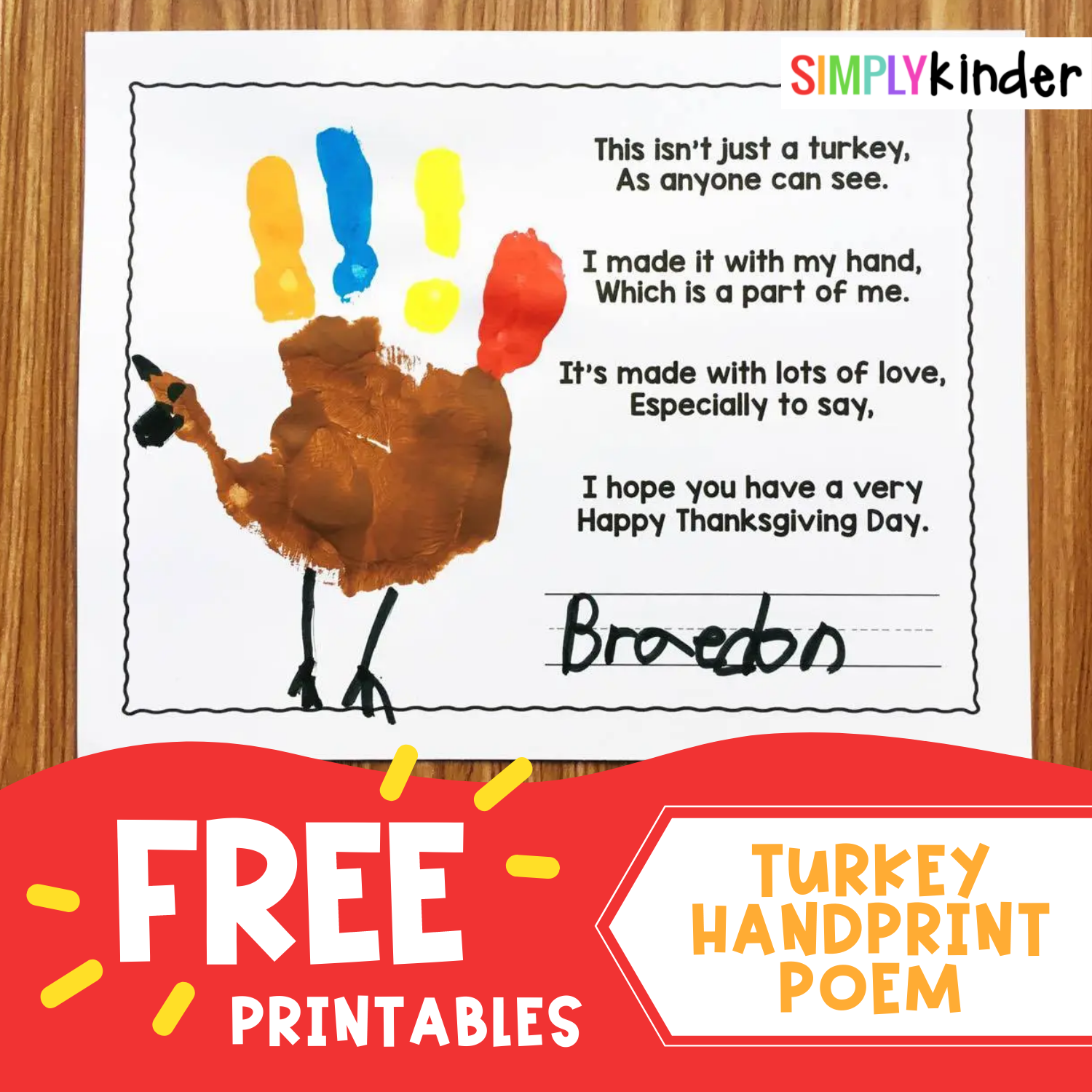 Free Printable Turkey Handprint Template