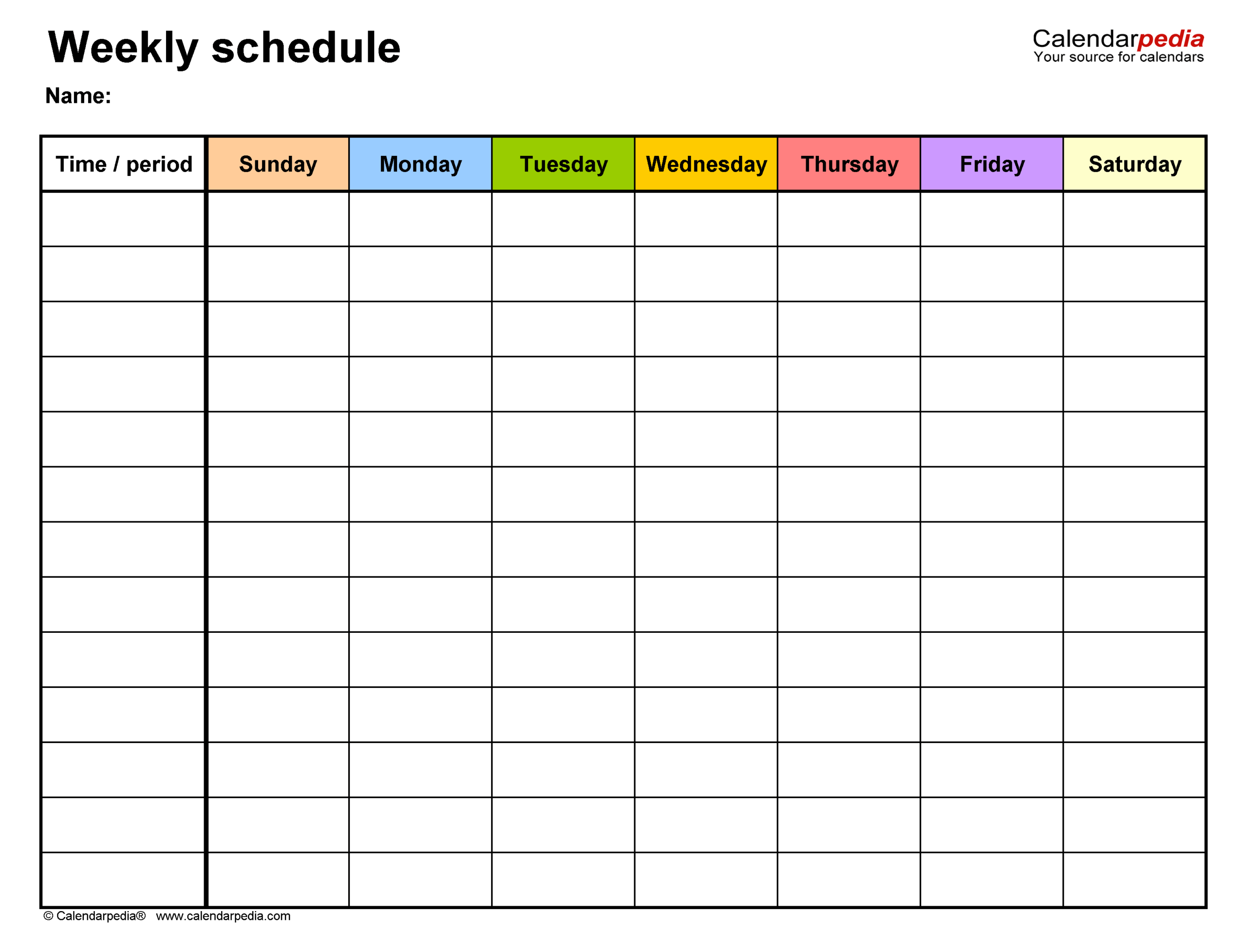 Free Weekly Schedules For PDF 24 Templates