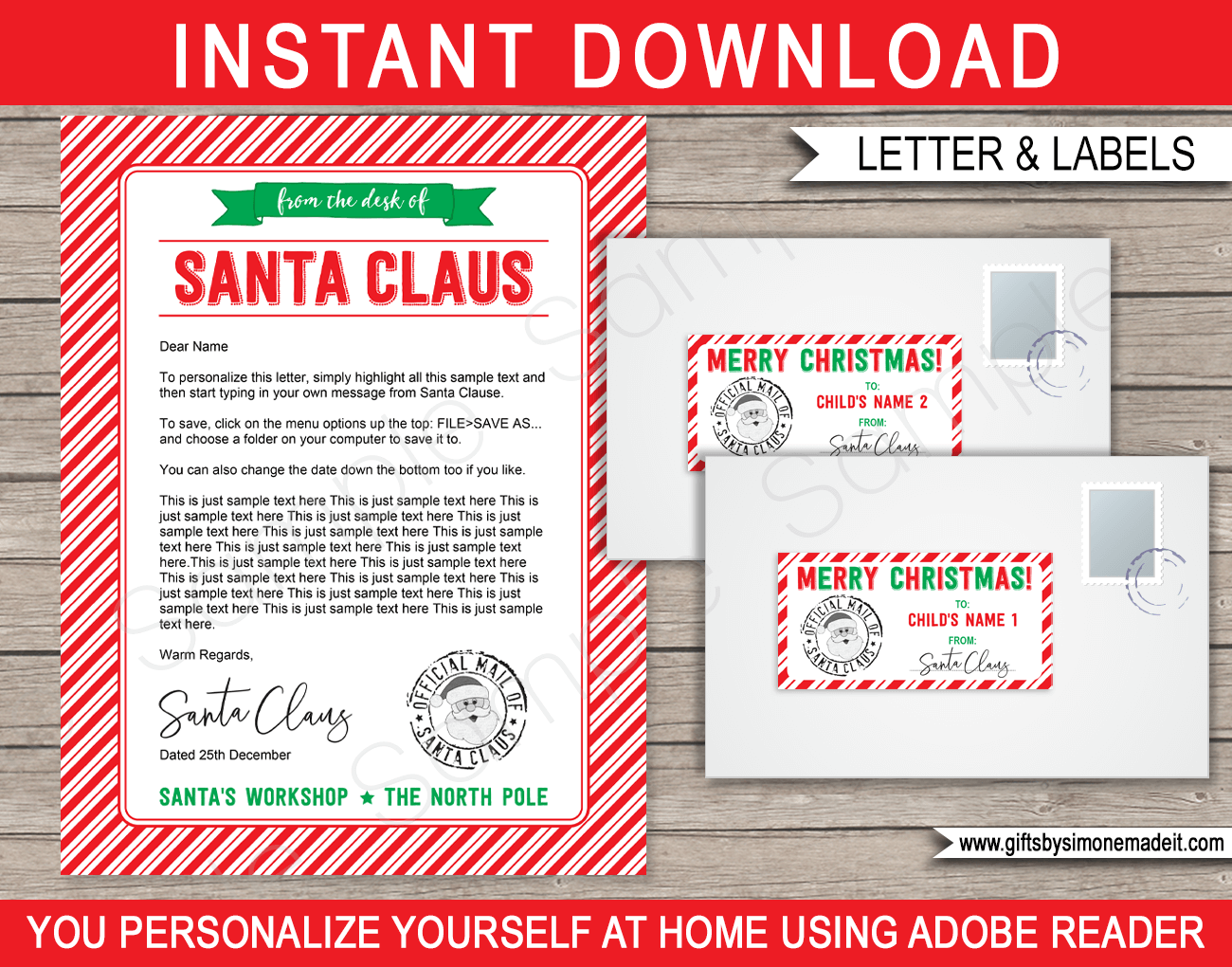 From The Desk Of Santa Letter Red U0026 Green