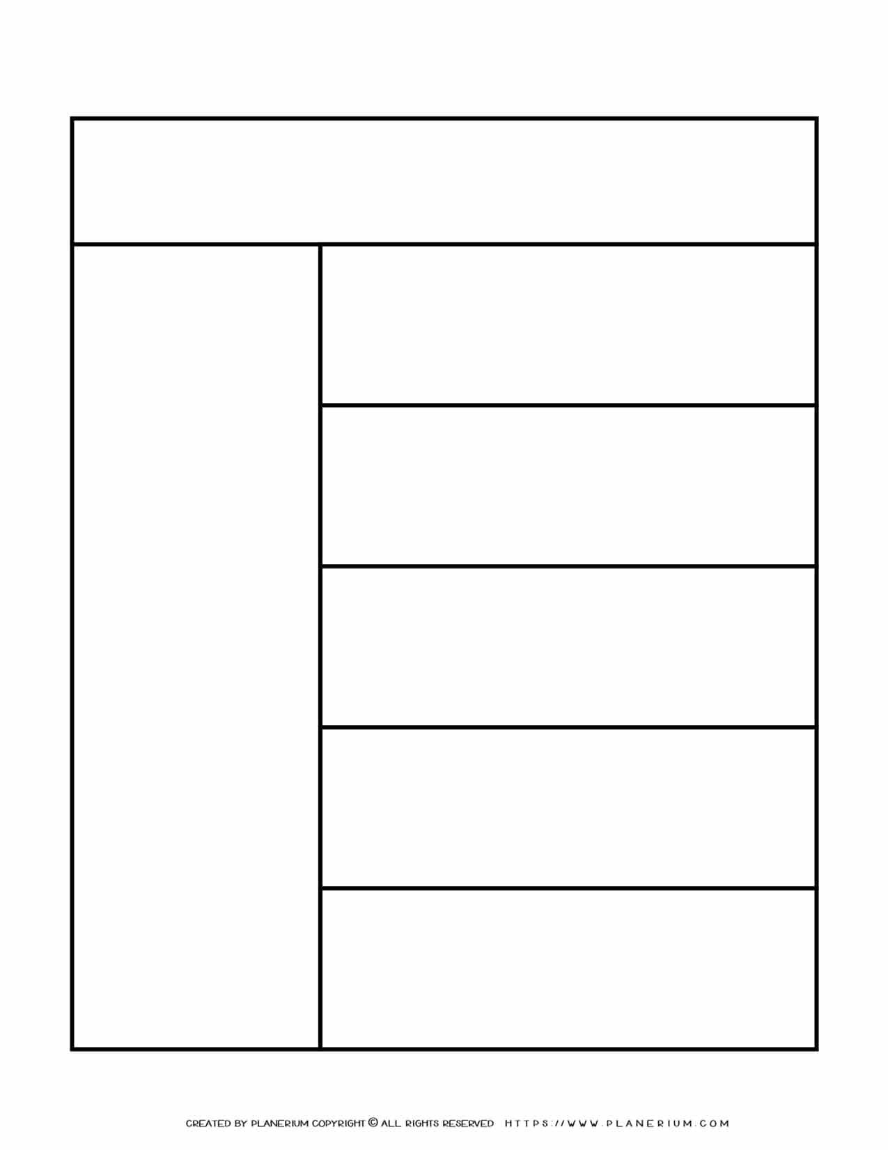 Graphic Organizer Templates One Column Five Rows Chart Planerium