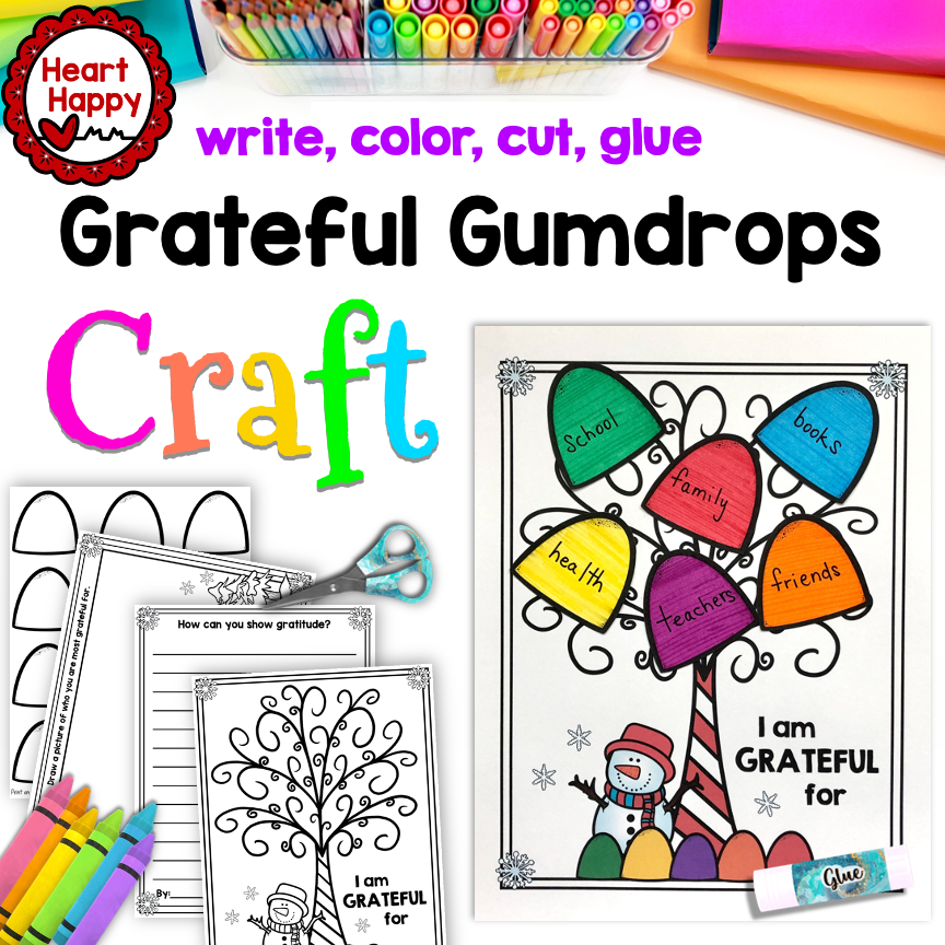 Grateful Gumdrop Tree With Writing And Drawing Prompts Winter 