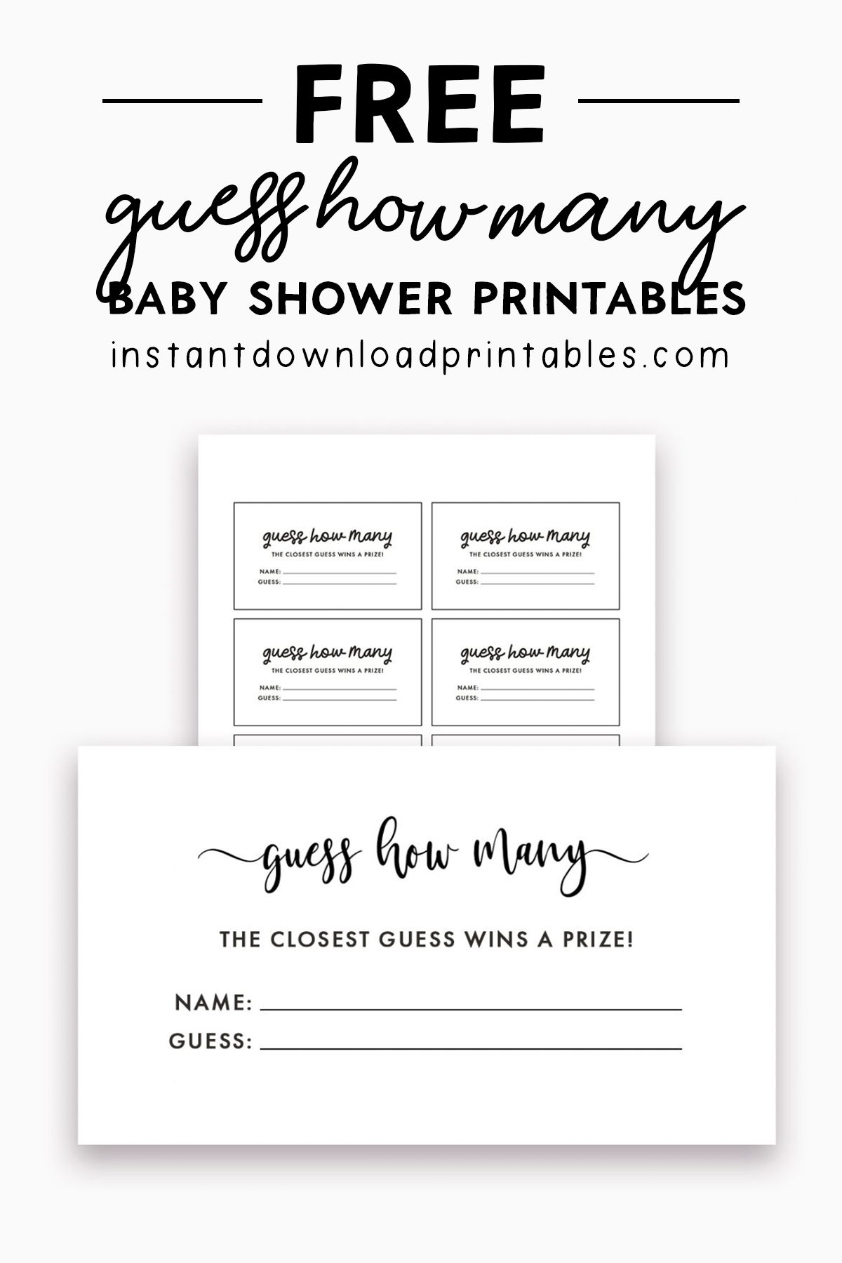 Guess How Many Cards Party Baby Shower Instant Download Printables Instant Download Printables