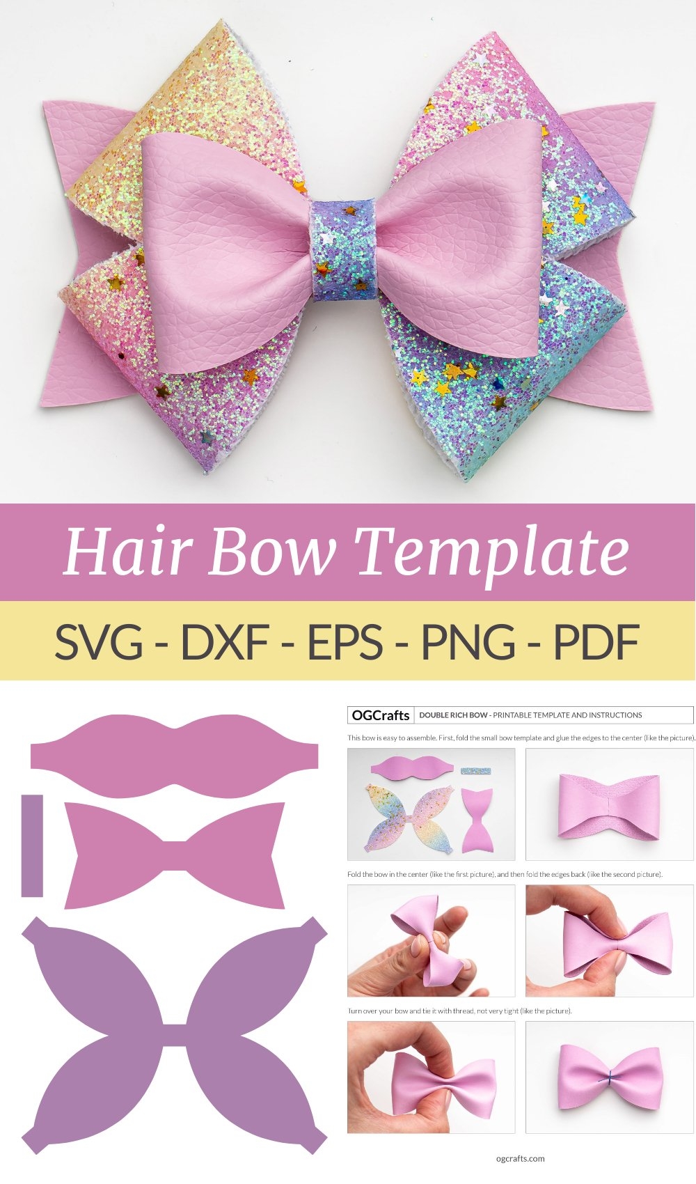 Hair Bow Template Faux Leather Bow SVG