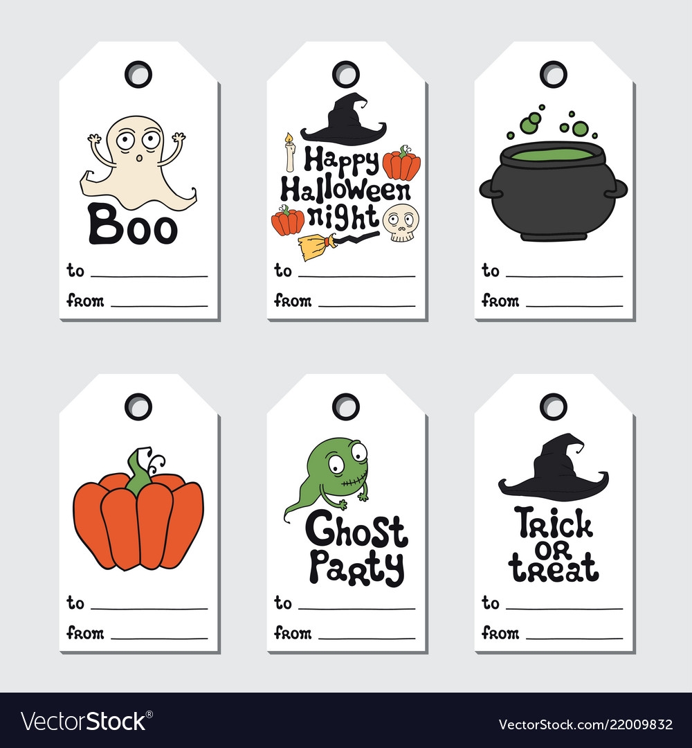 Halloween Gift Tags Printable Collection Vector Image