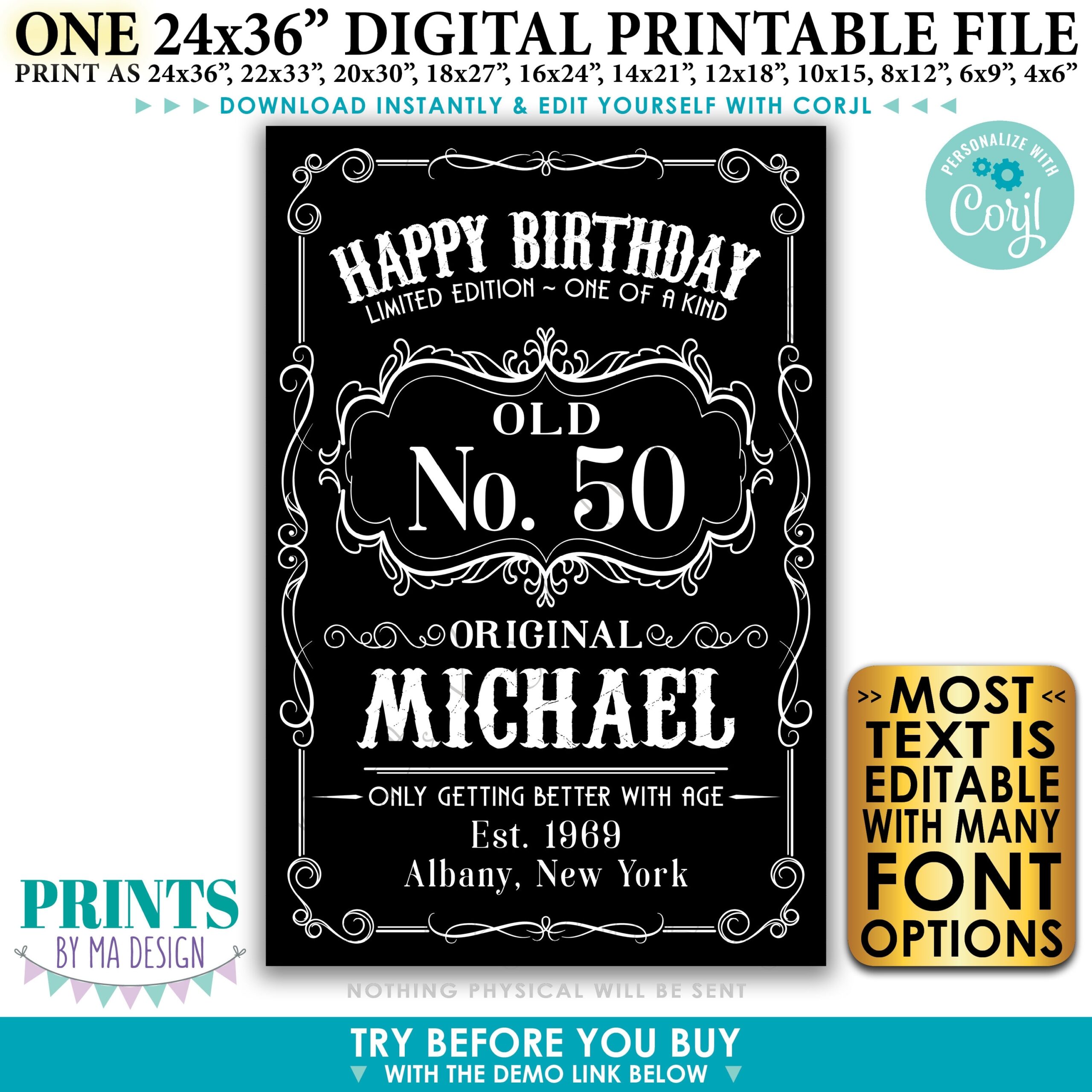Happy Birthday Sign Vintage Whiskey Themed Birthday Poster Happy Birthday Sign Vintage Whiskey Themed Birthday Poster
