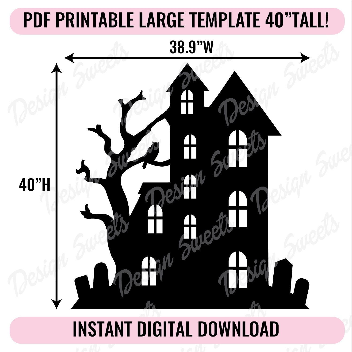Haunted House Printable Trace And Cut PDF Template Halloween 