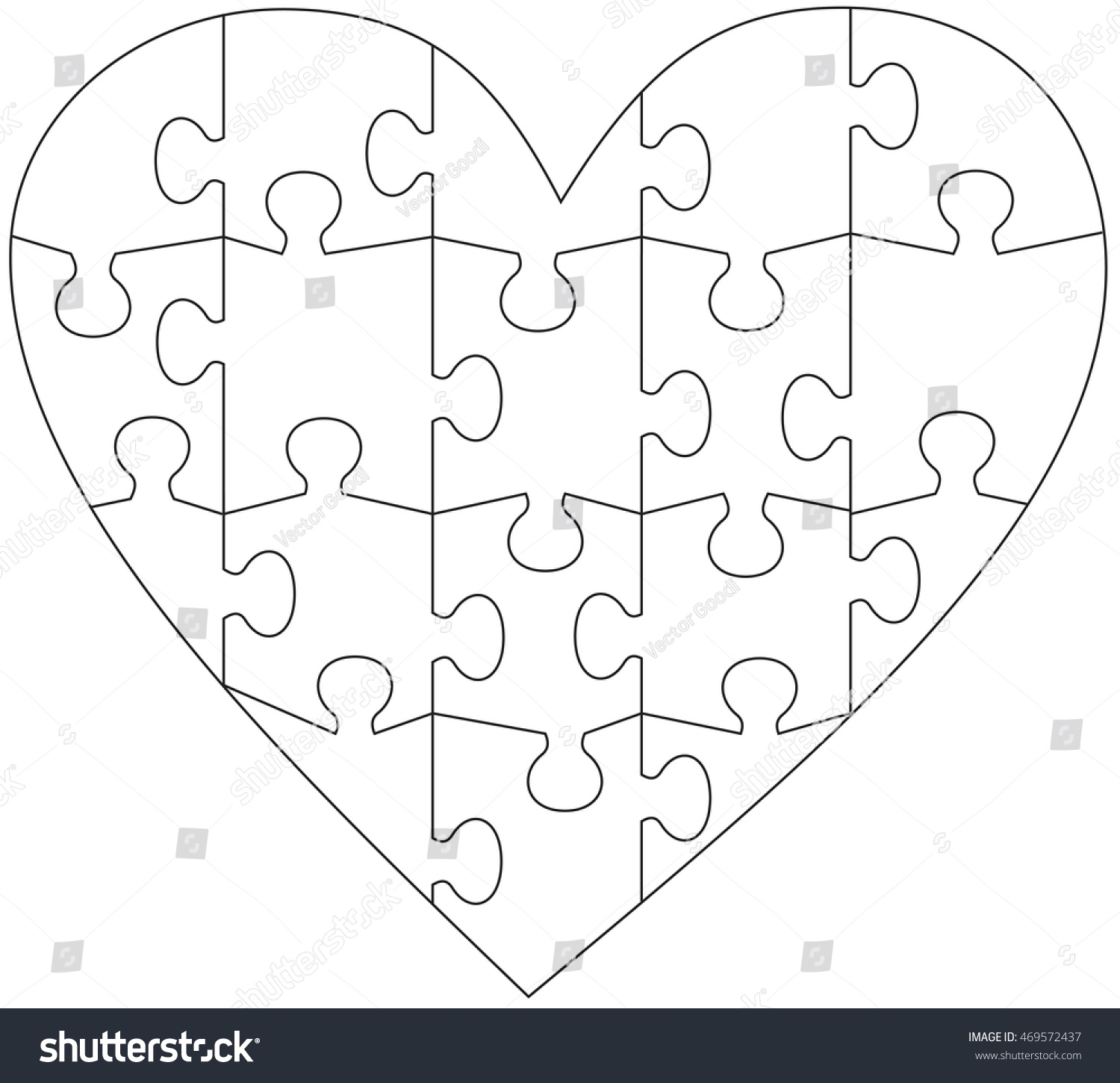 Heart Jigsaw Puzzle Template Stock Vector Royalty Free 469572437 Shutterstock