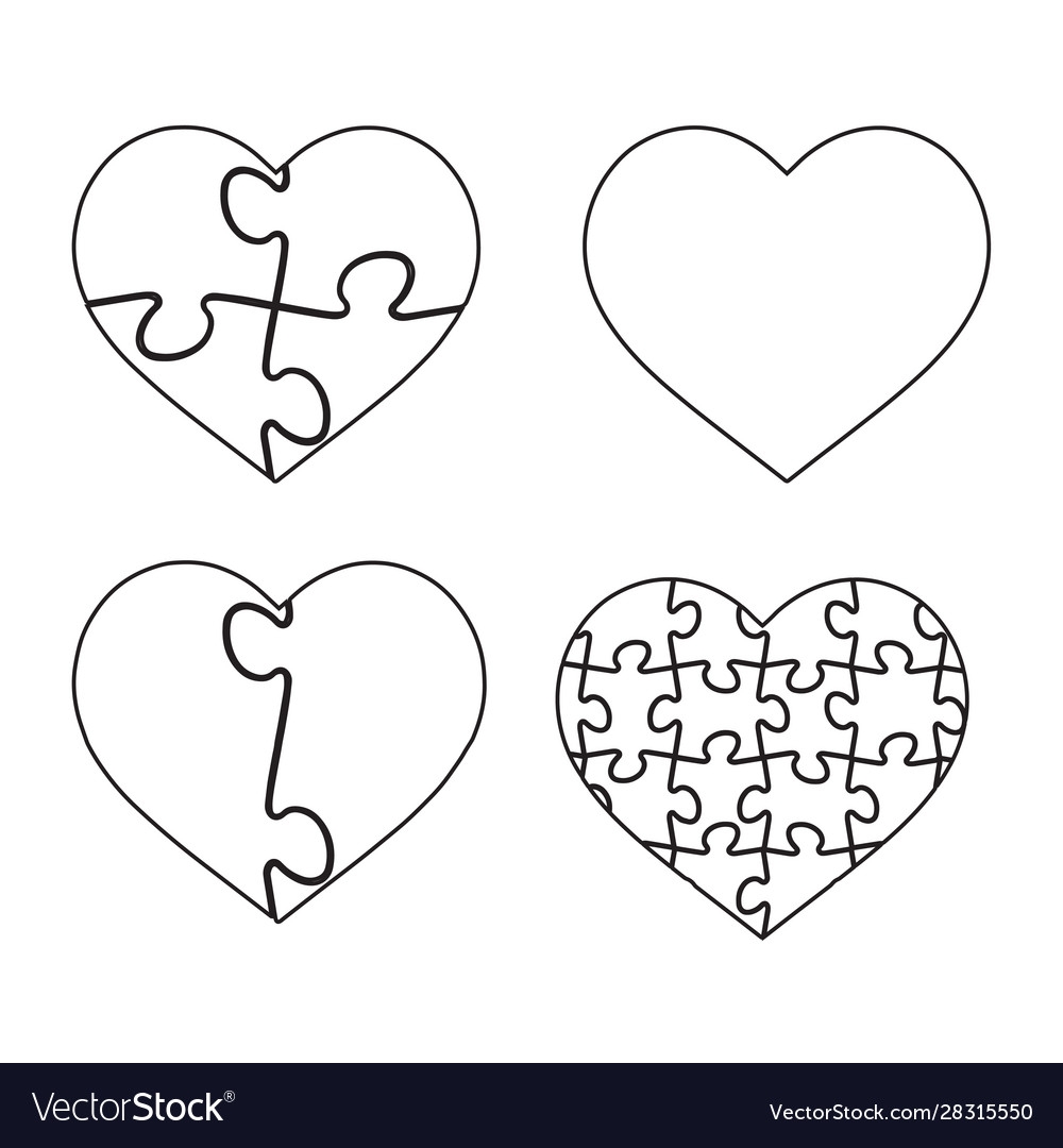 Heart Shaped Puzzle Graphic Template Royalty Free Vector