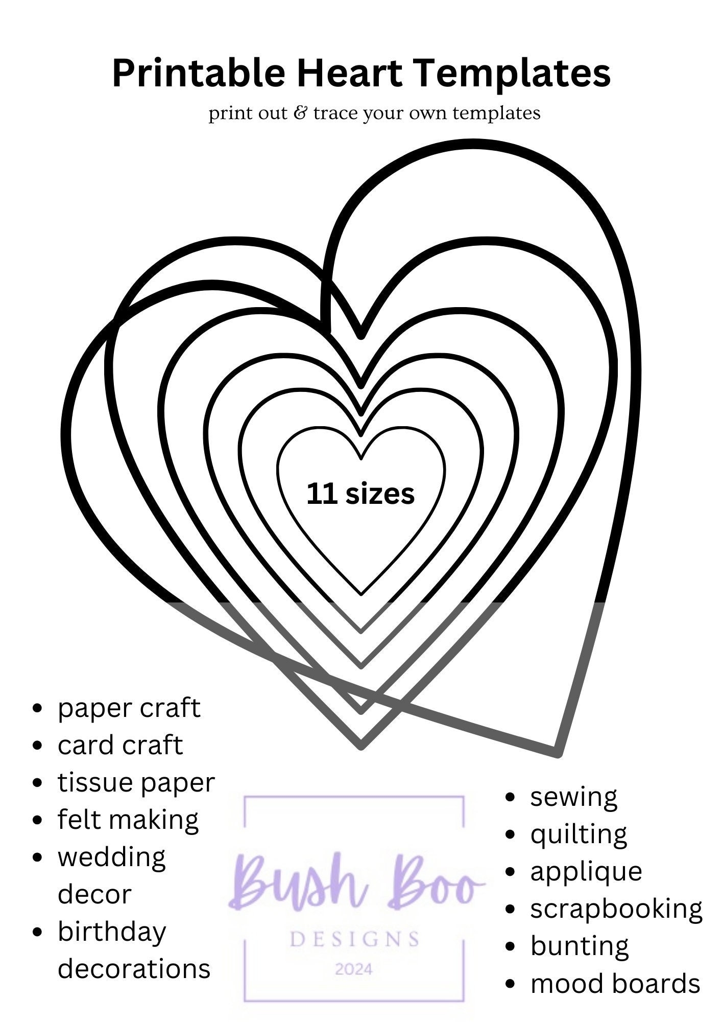 Heart Templates For Valentine 4 Page Heart Templates Paper Craft Project INSTANT PDF Download Valentine Craft Project Kids Craft Activity Etsy UK