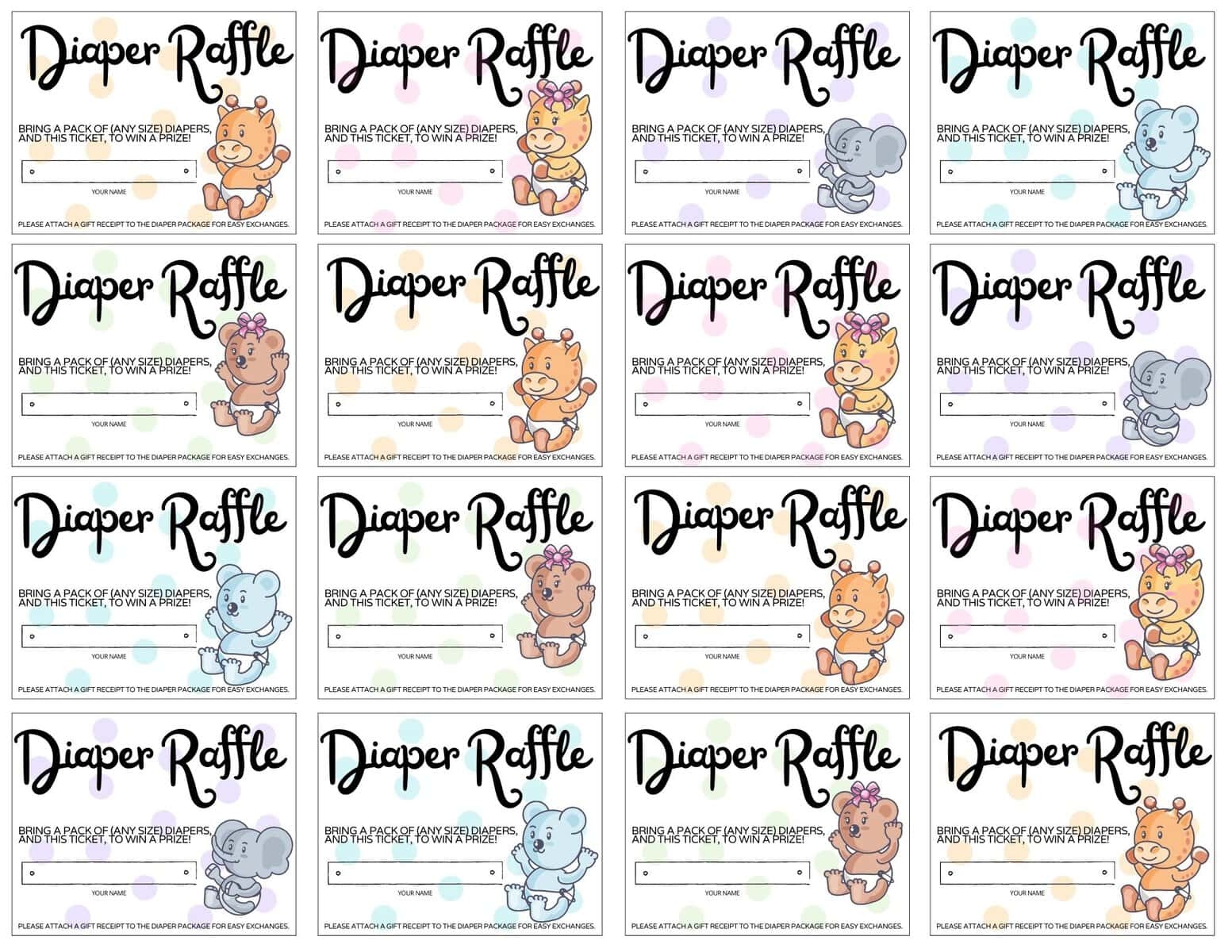 Diaper Raffle Template Free Printable