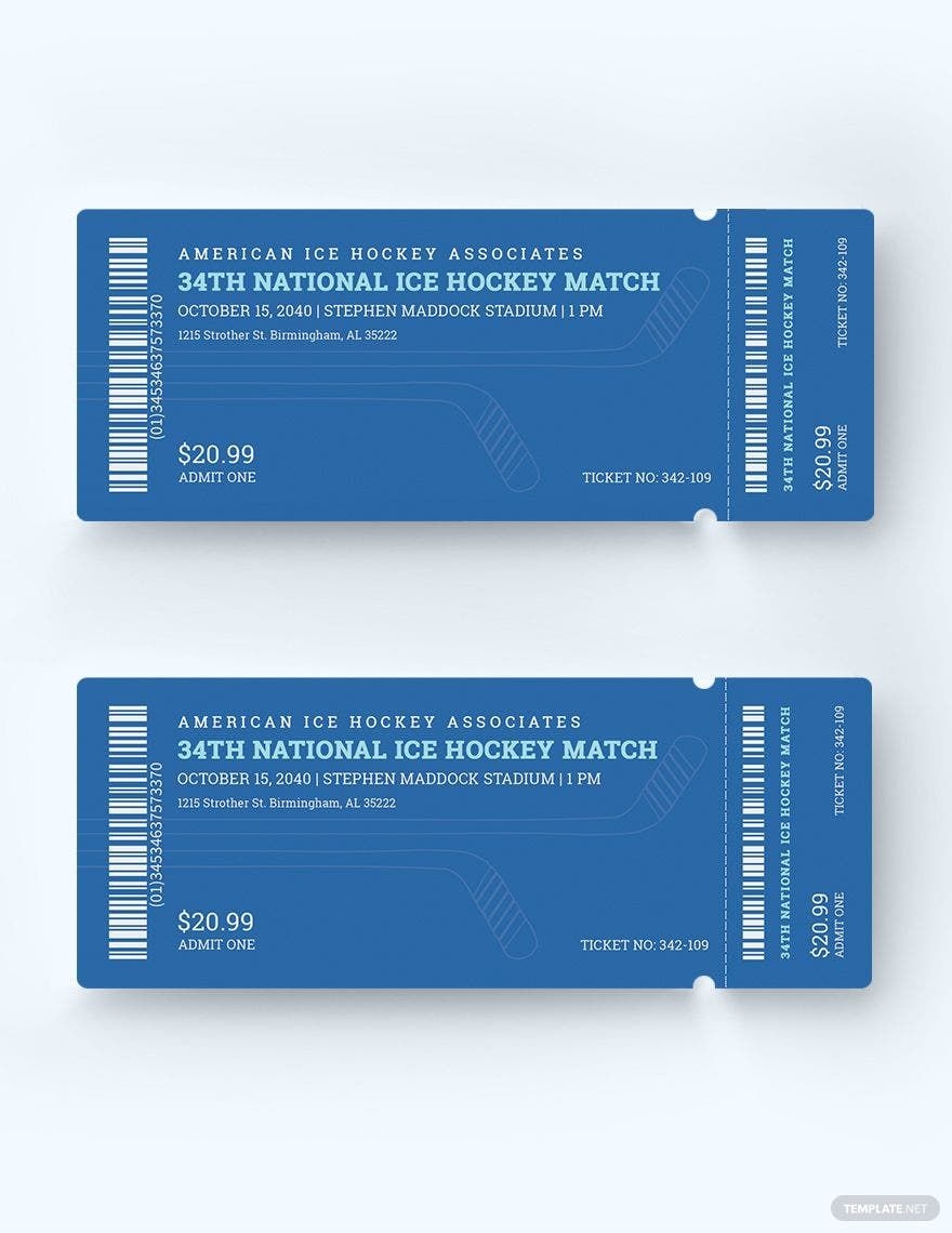 Ice Hockey Ticket Template In Pages PSD Publisher Word 