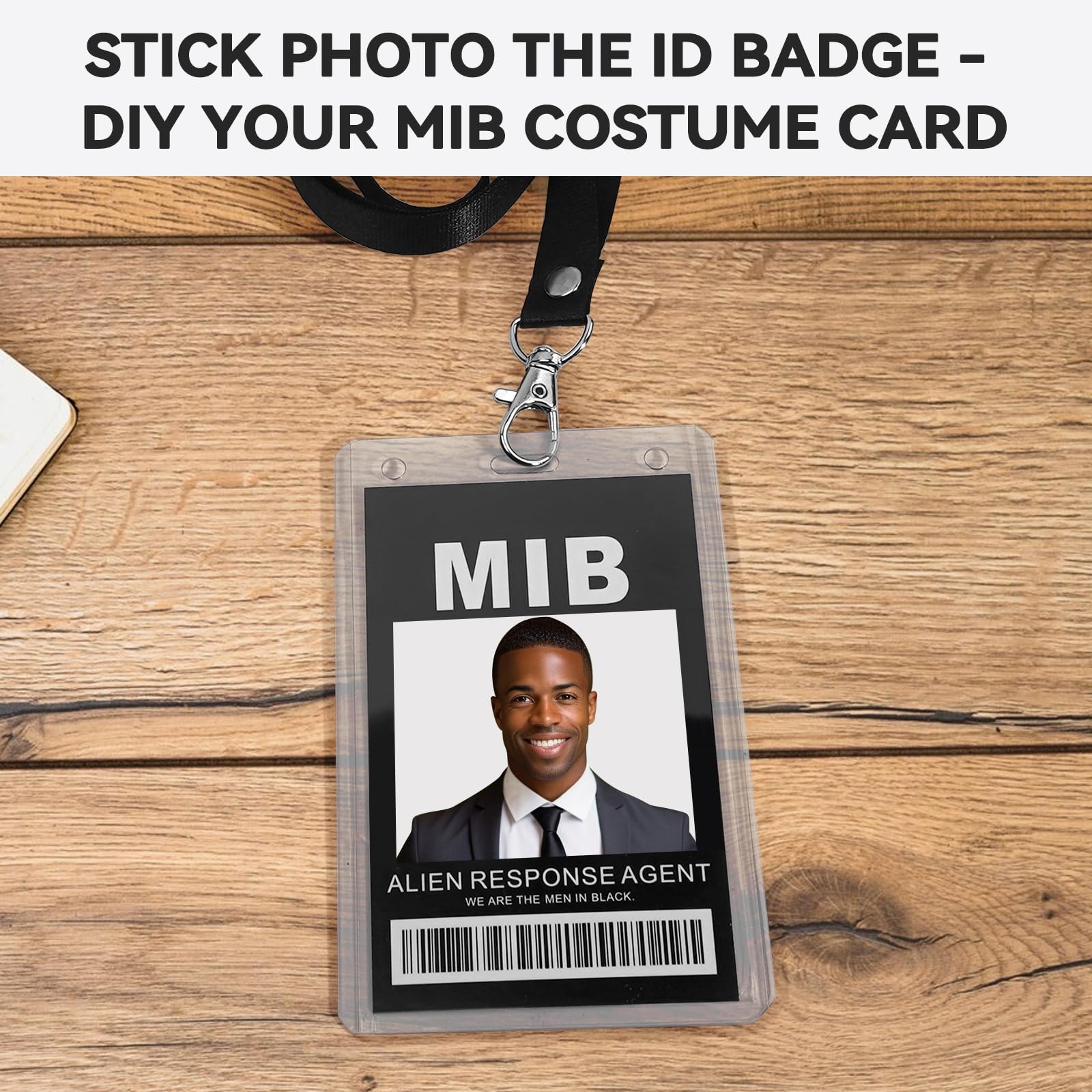 ID Badge Prop Costume MIB Cosplay Costume Name Tag With Lanyard Spy Decorations Secret Agent ID Badge Holder Halloween Party Supplies 