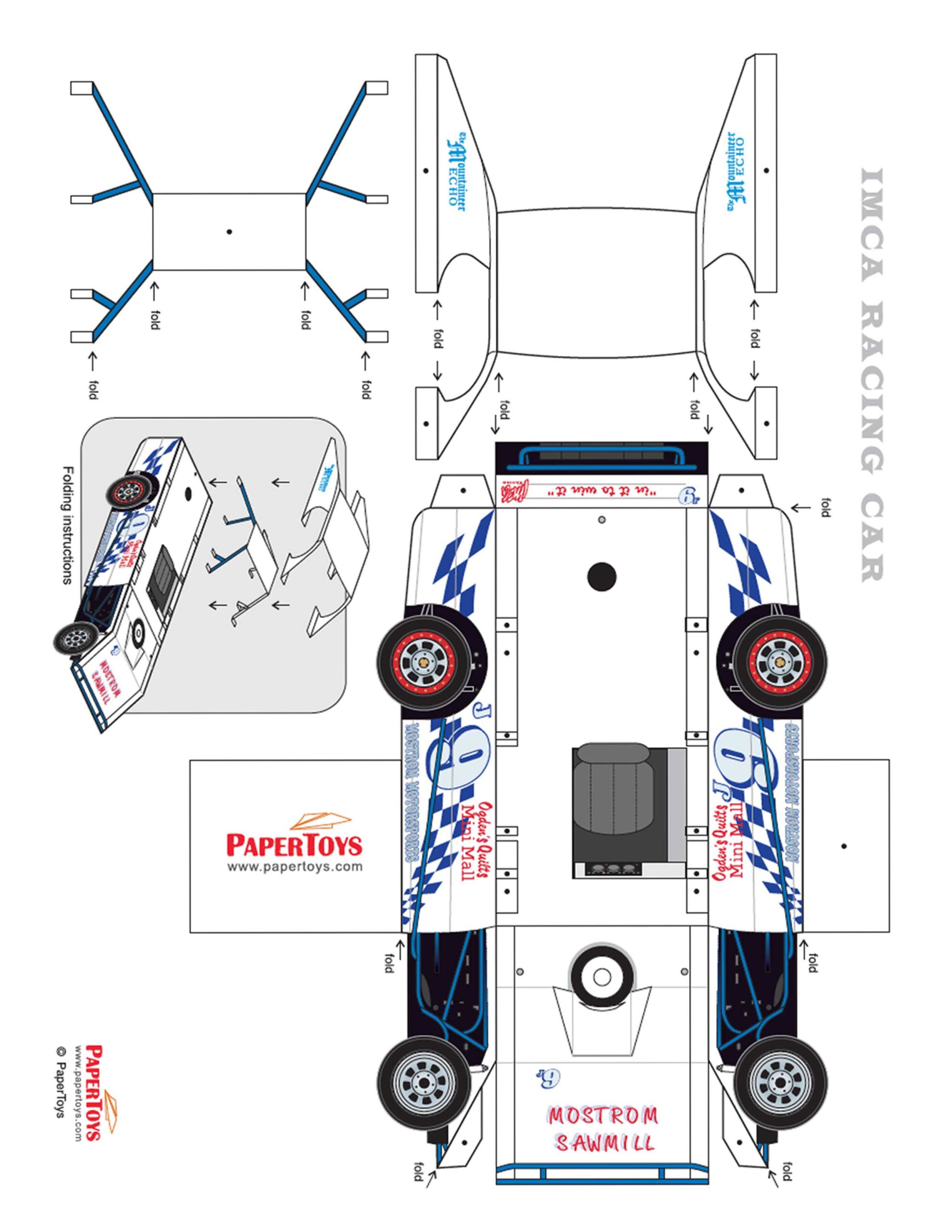 IMCA Race Car Paper Model Free Printable Paper Template