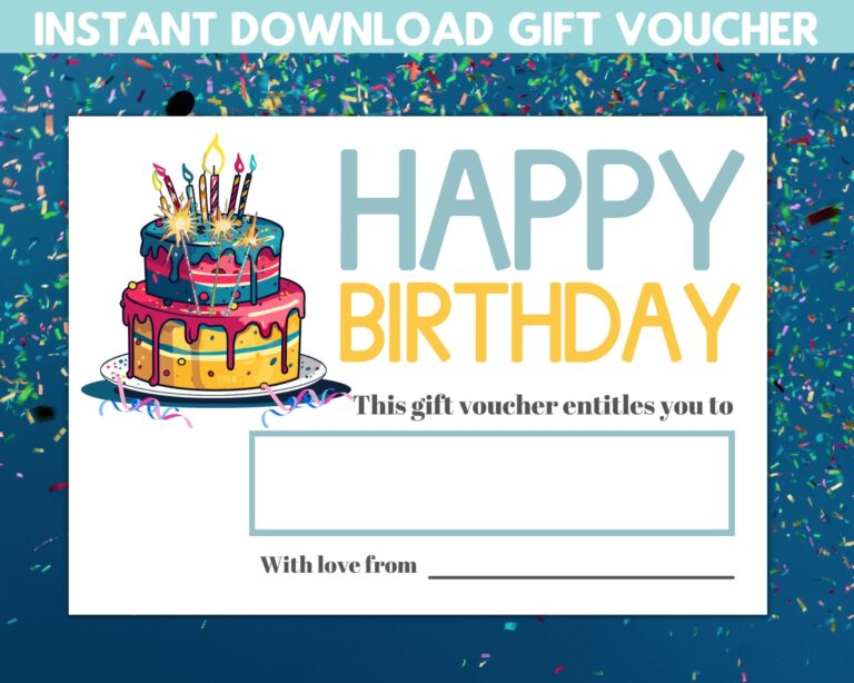 Instant Download Gift Voucher Digital Download Gift Certificate