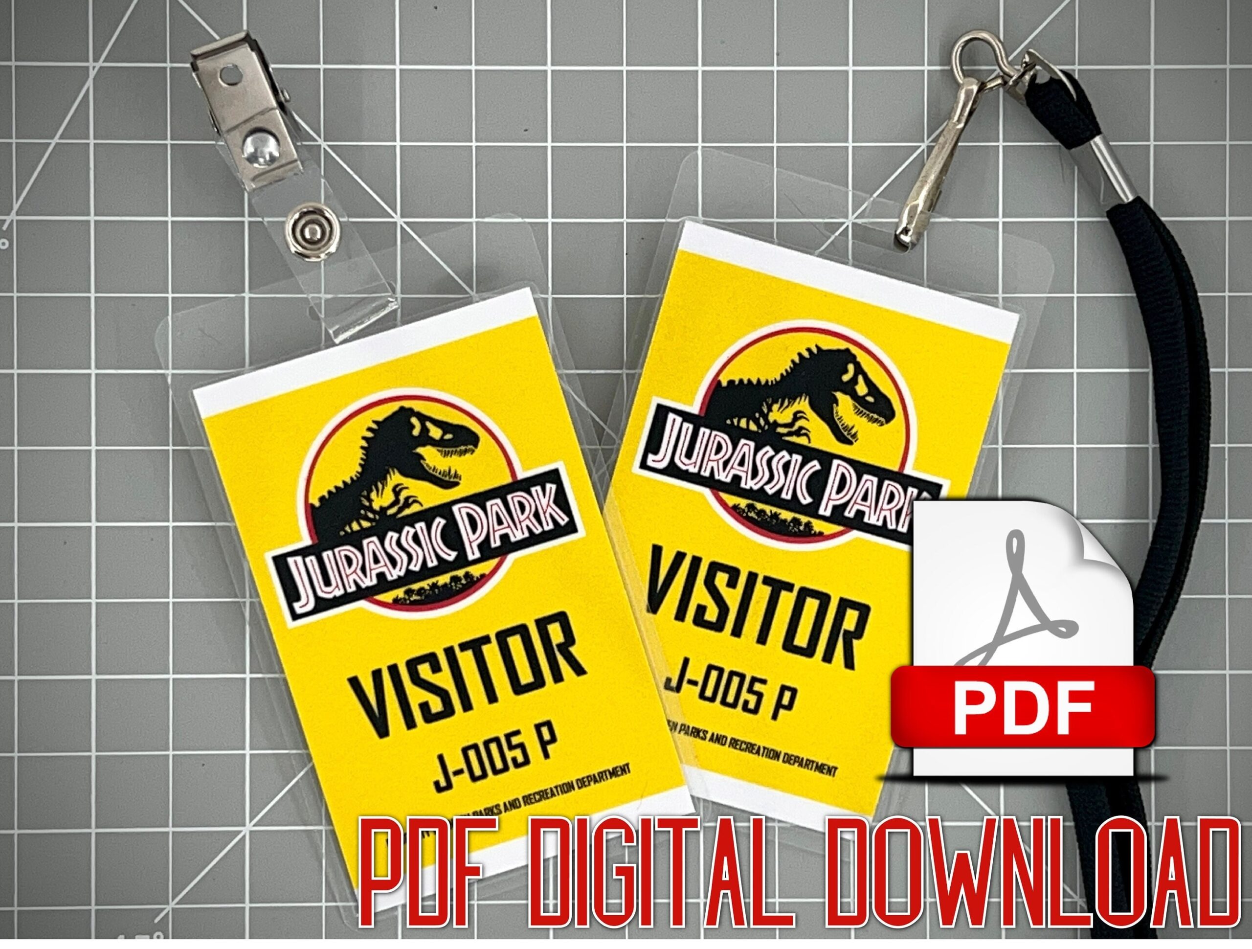 Jurassic Park Visitor ID Badge Set PDF Digital Download Etsy