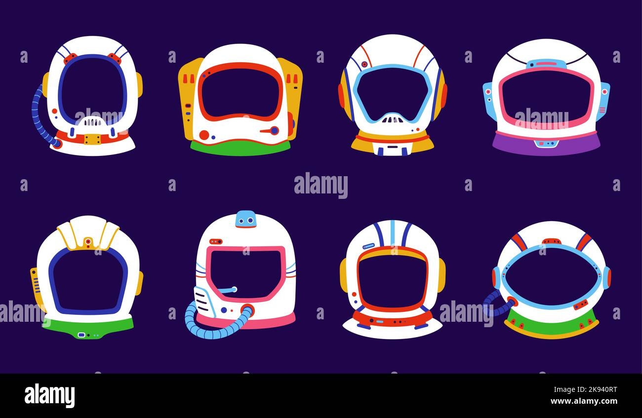 Kids Astronaut Space Helmet For Photo Booth Vector Spaceman Cosmonaut Masks Cartoon Space Suit Helmet For