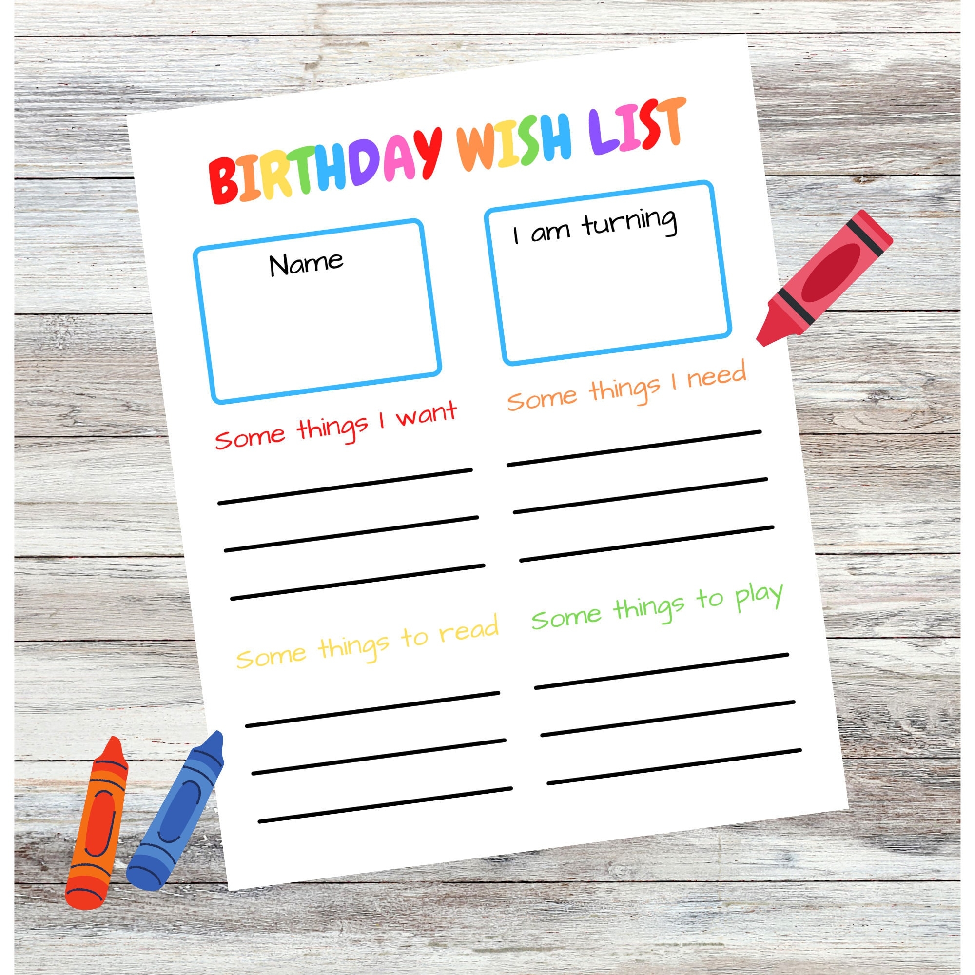 Free Printable Birthday Wish List Template
