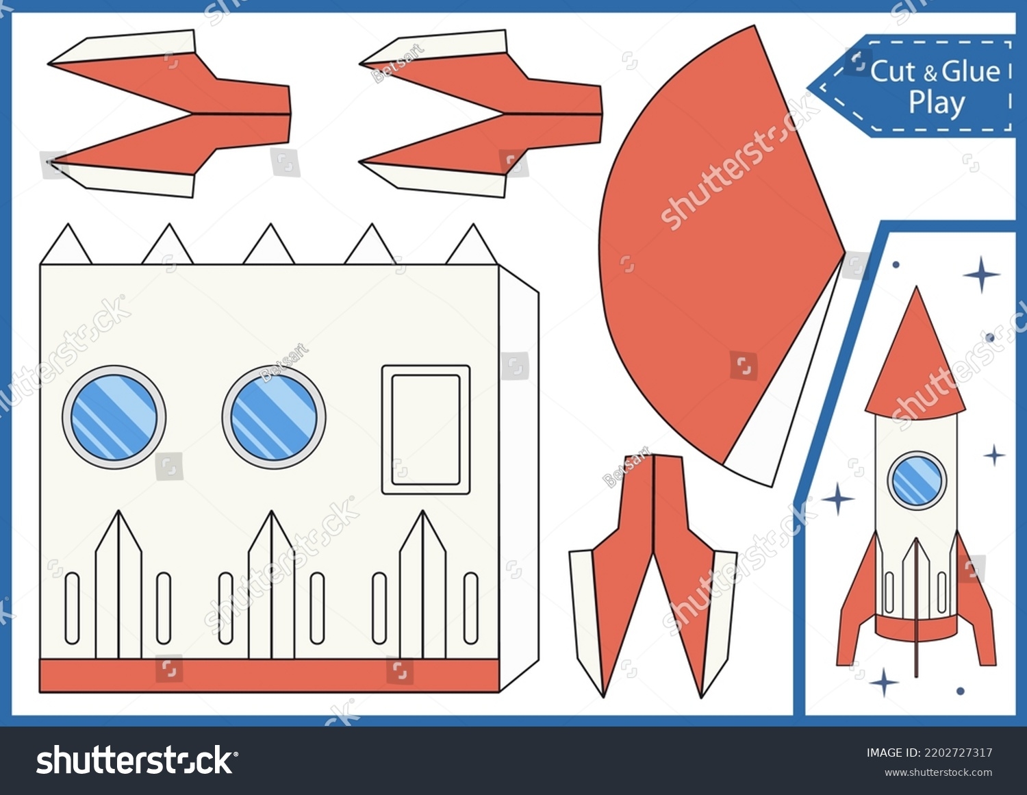 Kids Craft Template 3d Paper Rocket Stock Vector Royalty Free 2202727317 Shutterstock Kids Craft Template 3d Paper Rocket Stock Vector Royalty Free 2202727317 Shutterstock